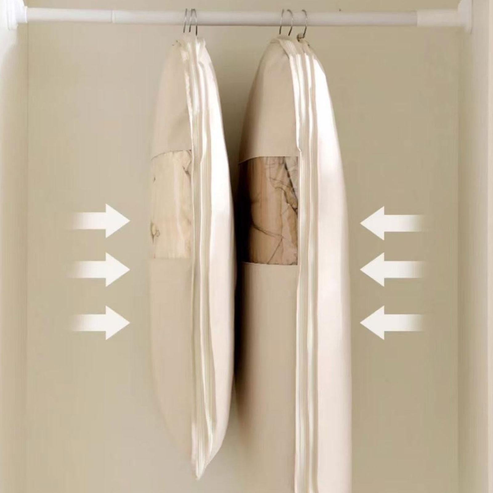 Garment Bag Clear Window Zipper Design Dress Bag for Travel Coats S Beige