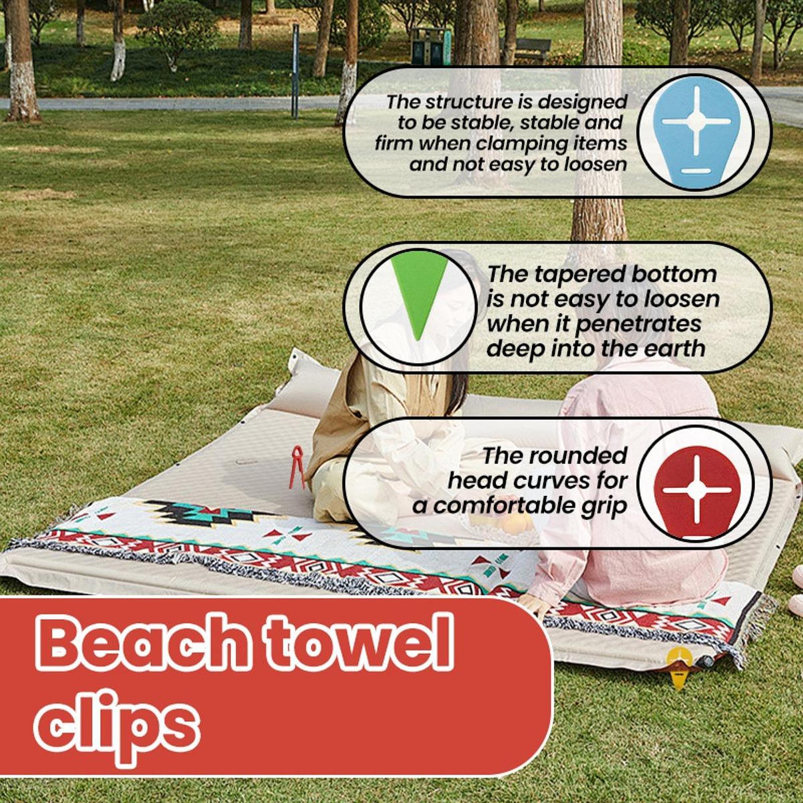 Beach Towel Stake Outdoor Beach Towel Anchor Stakes Clip for Travel Vacation Red