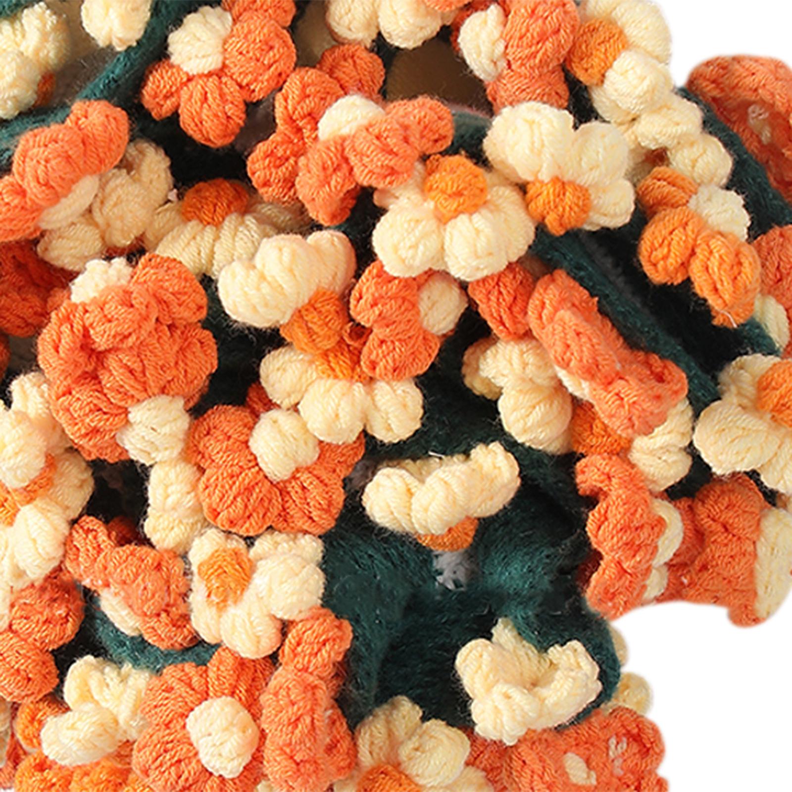 Flower Bouquet Blanket Foldable Versatile Hand Knitting for Sofa Party Couch orange