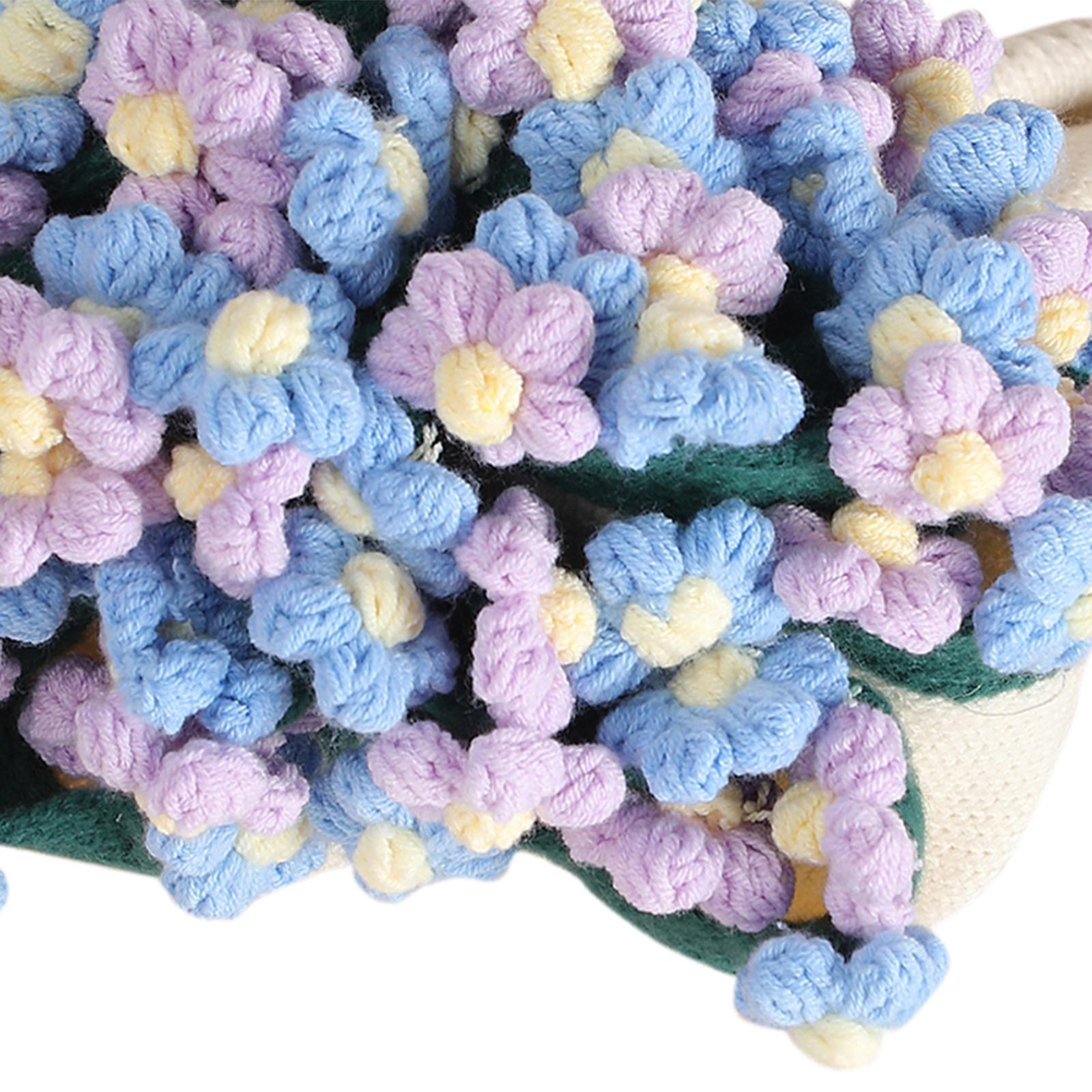 Flower Bouquet Blanket Foldable Versatile Hand Knitting for Sofa Party Couch blue violet