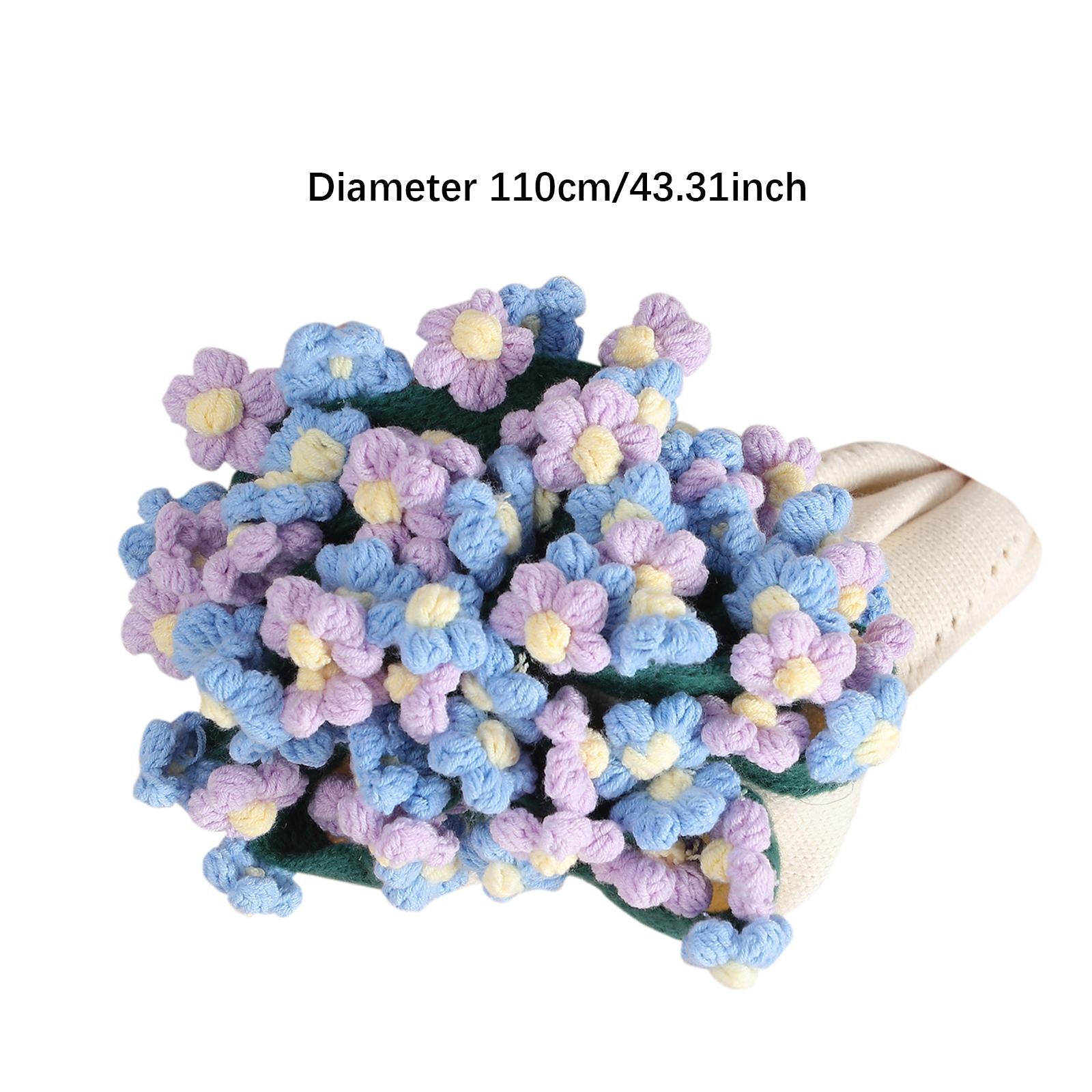 Flower Bouquet Blanket Foldable Versatile Hand Knitting for Sofa Party Couch blue violet