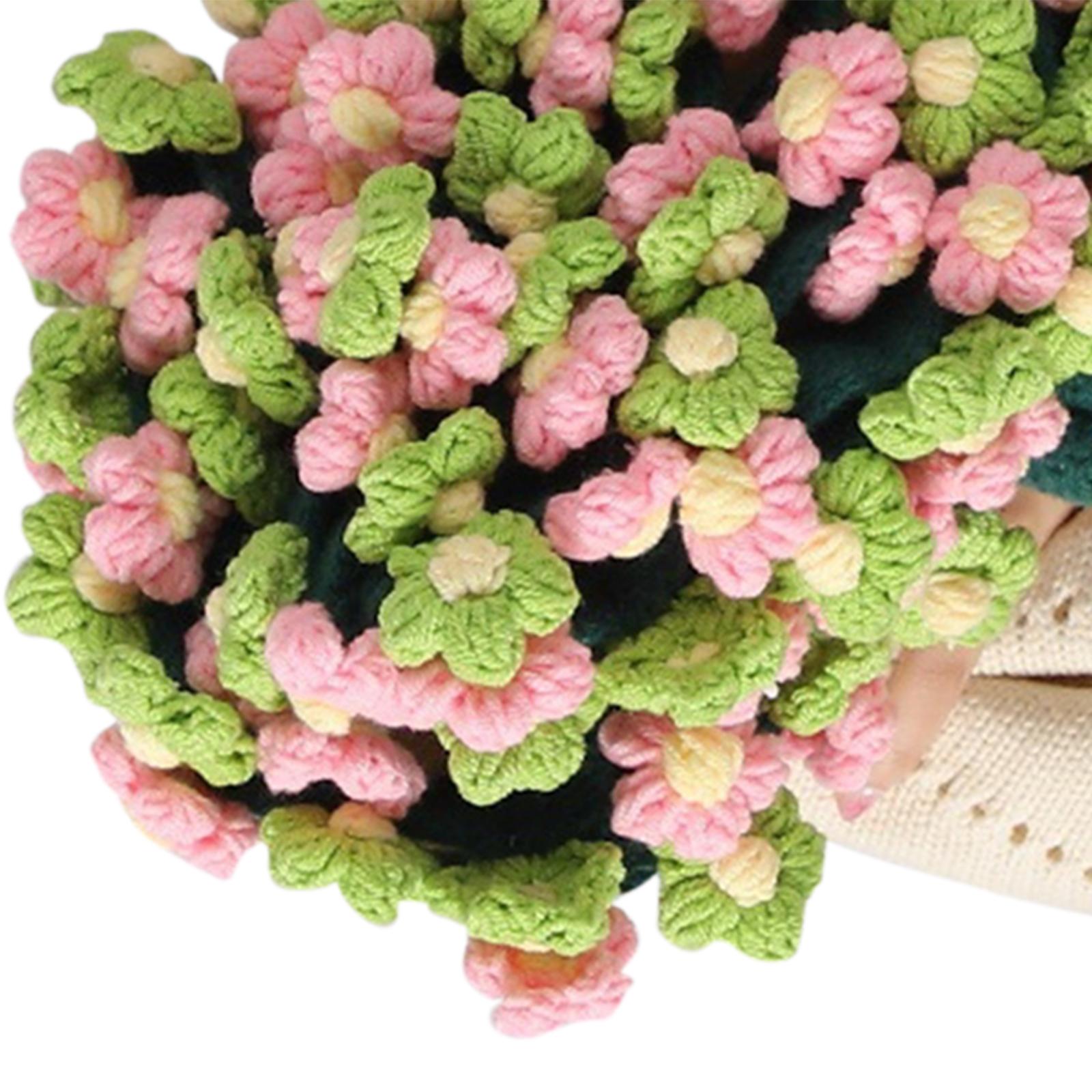 Flower Bouquet Blanket Foldable Versatile Hand Knitting for Sofa Party Couch green pink