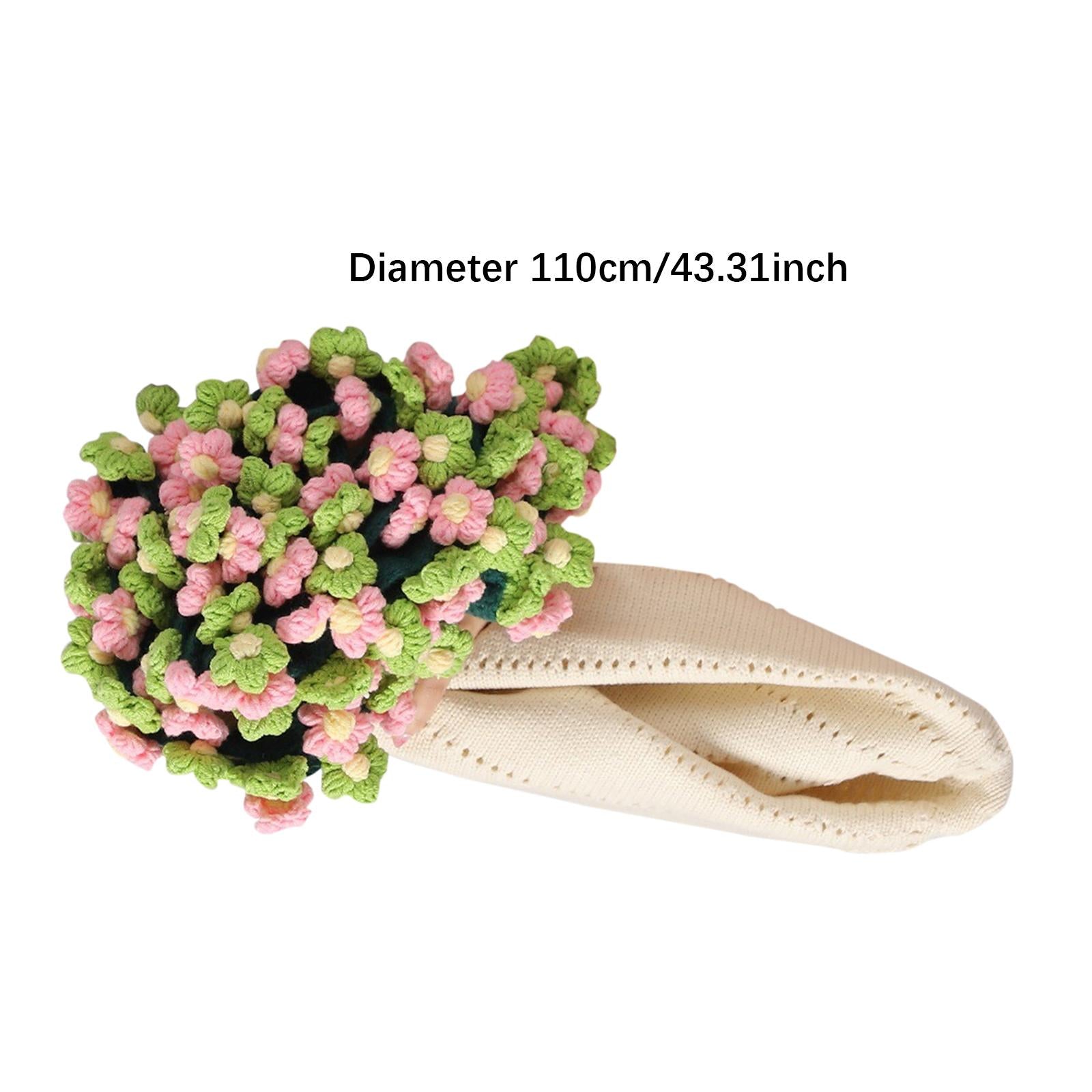 Flower Bouquet Blanket Foldable Versatile Hand Knitting for Sofa Party Couch green pink