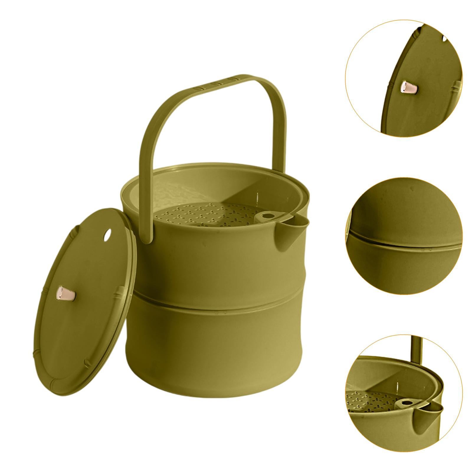 Tea Waste Water Bucket Large with Lid Easy to Clean Liquid Storage Waste Bin Green