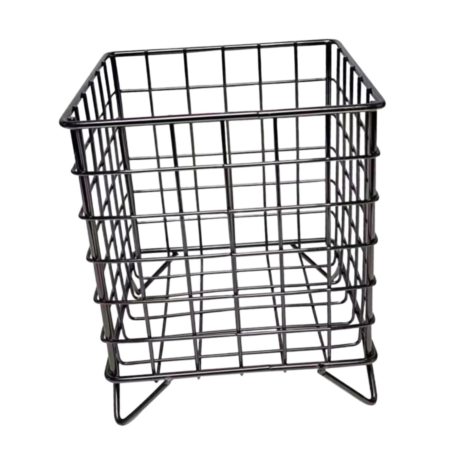 Iron Storage Basket Desk Organizer for Bathroom Office Supplies Vanity Table Black