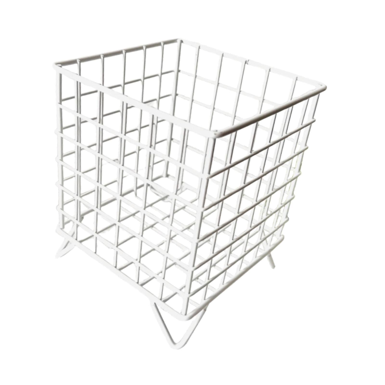 Iron Storage Basket Desk Organizer for Bathroom Office Supplies Vanity Table White
