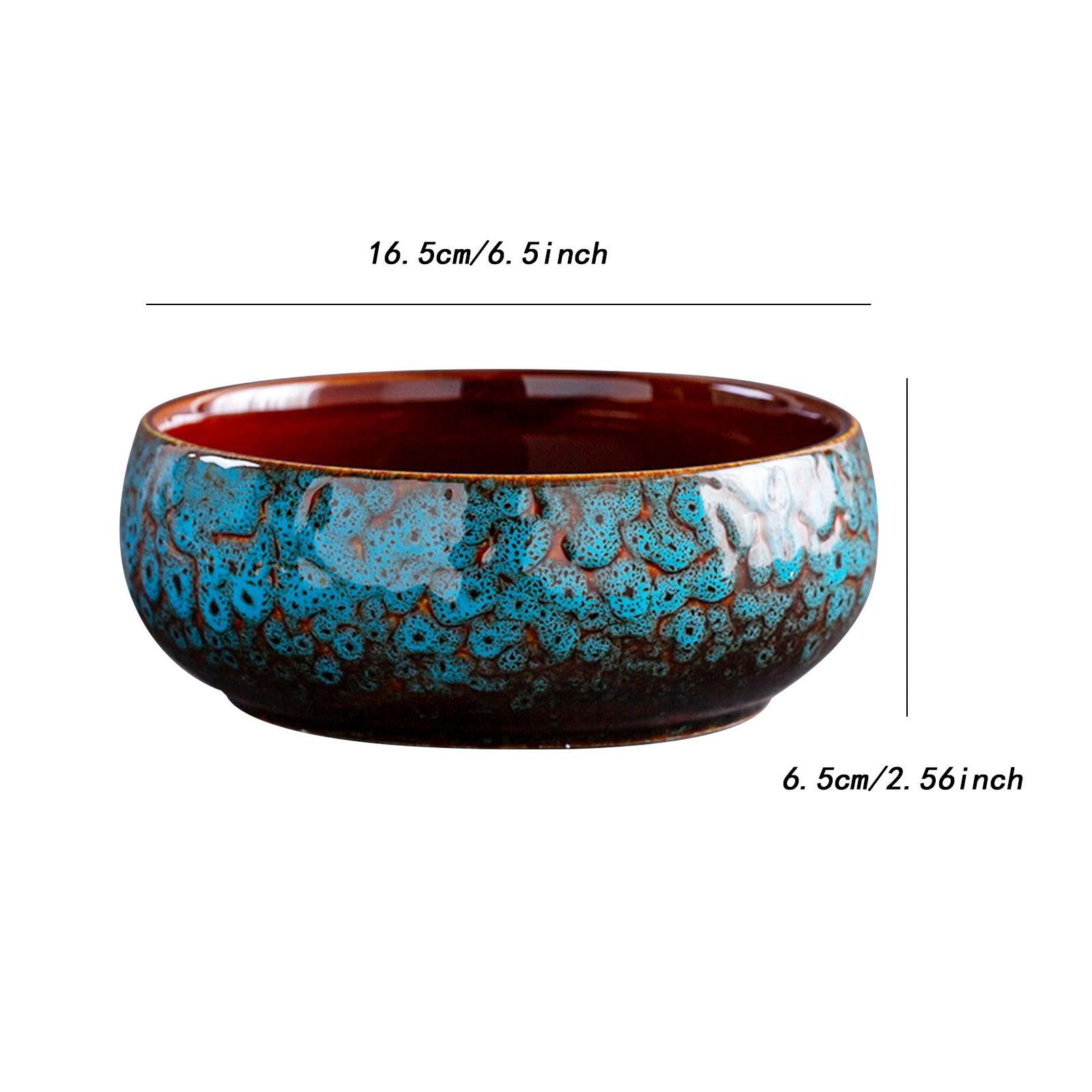Lotus Flowers Bowl Versatile Portable Round Ceramic Planter Home Office Decor kiln changed blue