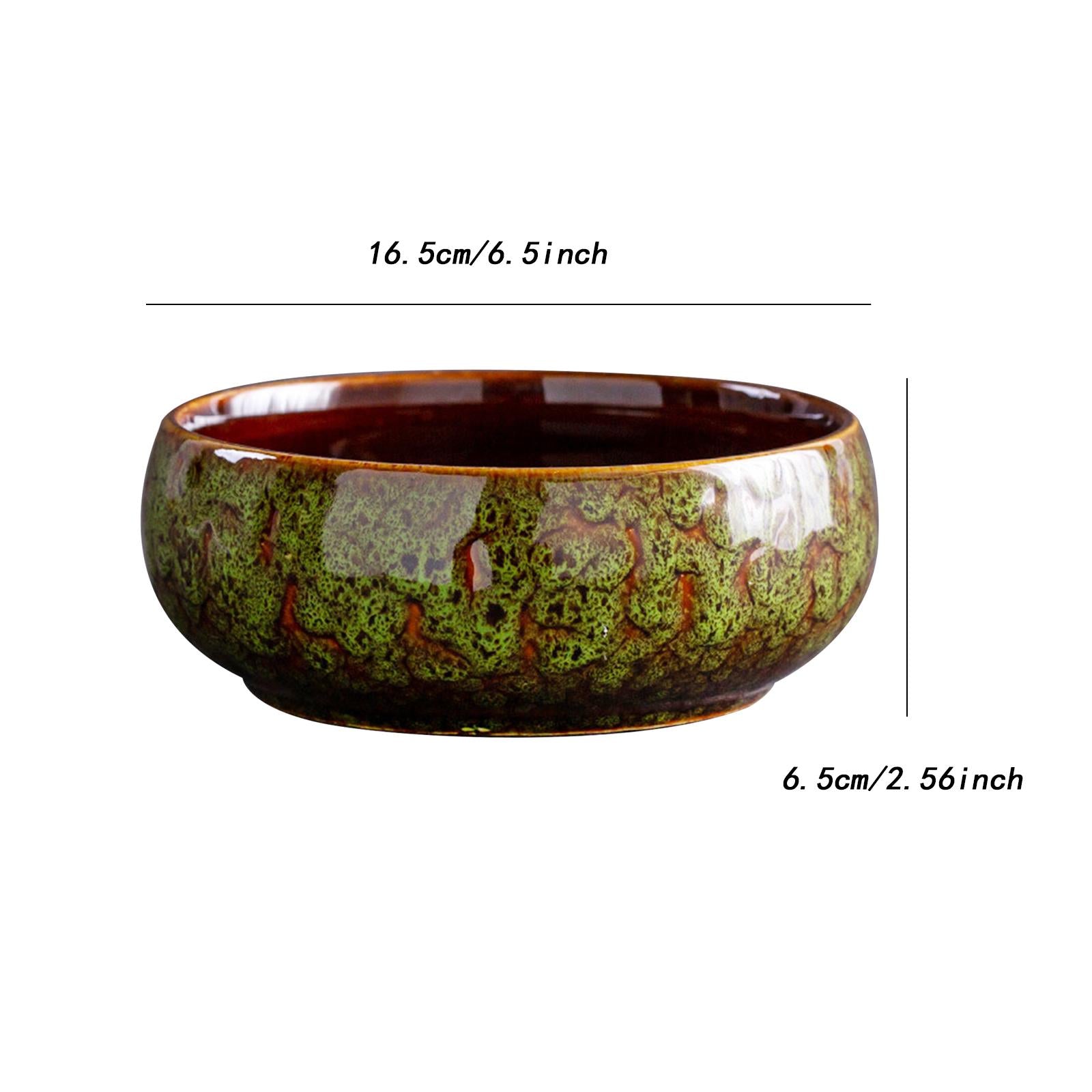 Lotus Flowers Bowl Versatile Portable Round Ceramic Planter Home Office Decor kiln changed green
