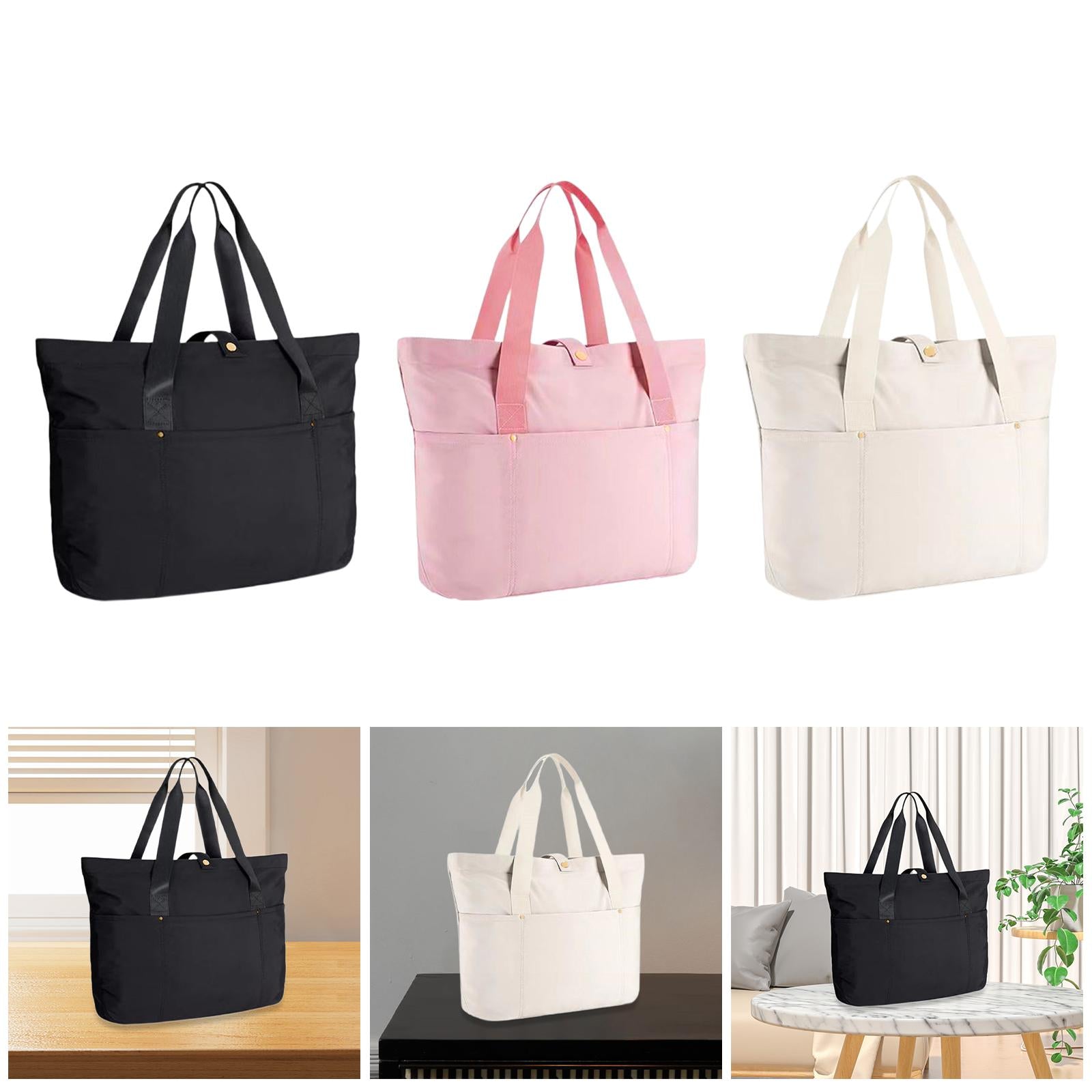 Tote Bag for Women Lightweight Nylon Quilted Handbag for Beach Work Business black