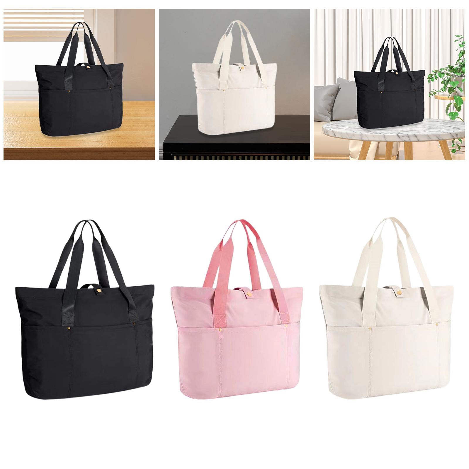 Tote Bag for Women Lightweight Nylon Quilted Handbag for Beach Work Business black