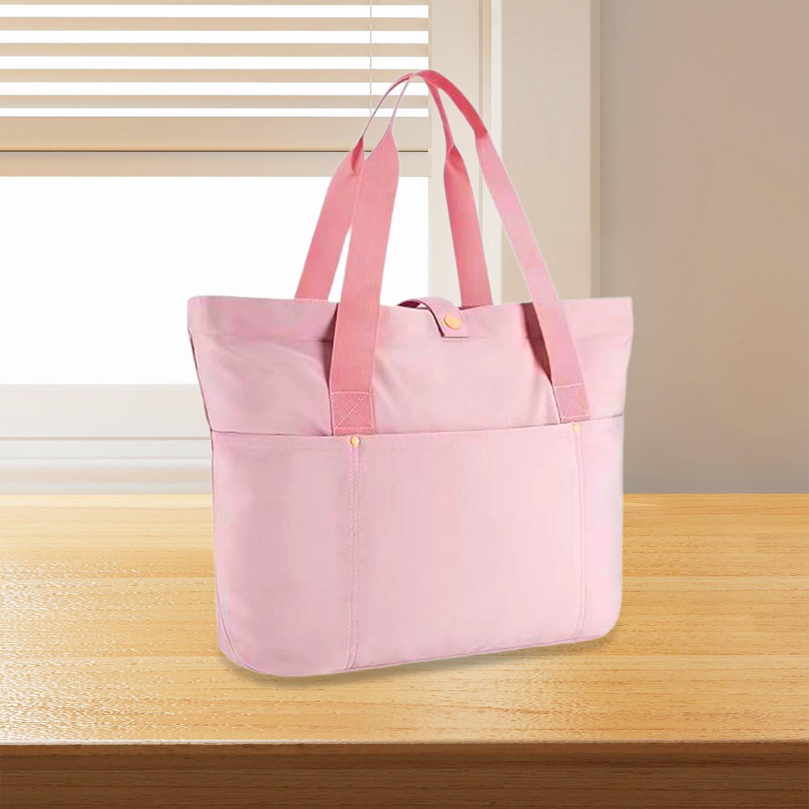 Tote Bag for Women Lightweight Nylon Quilted Handbag for Beach Work Business pink
