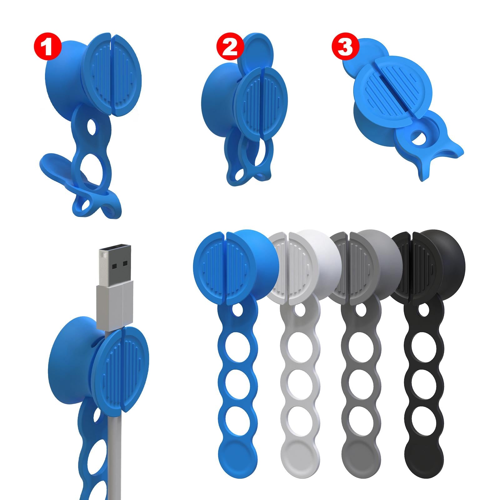 Cable Organizer Tool Magnetic Line Storge Holder for Kitchen Garage Workshop Black