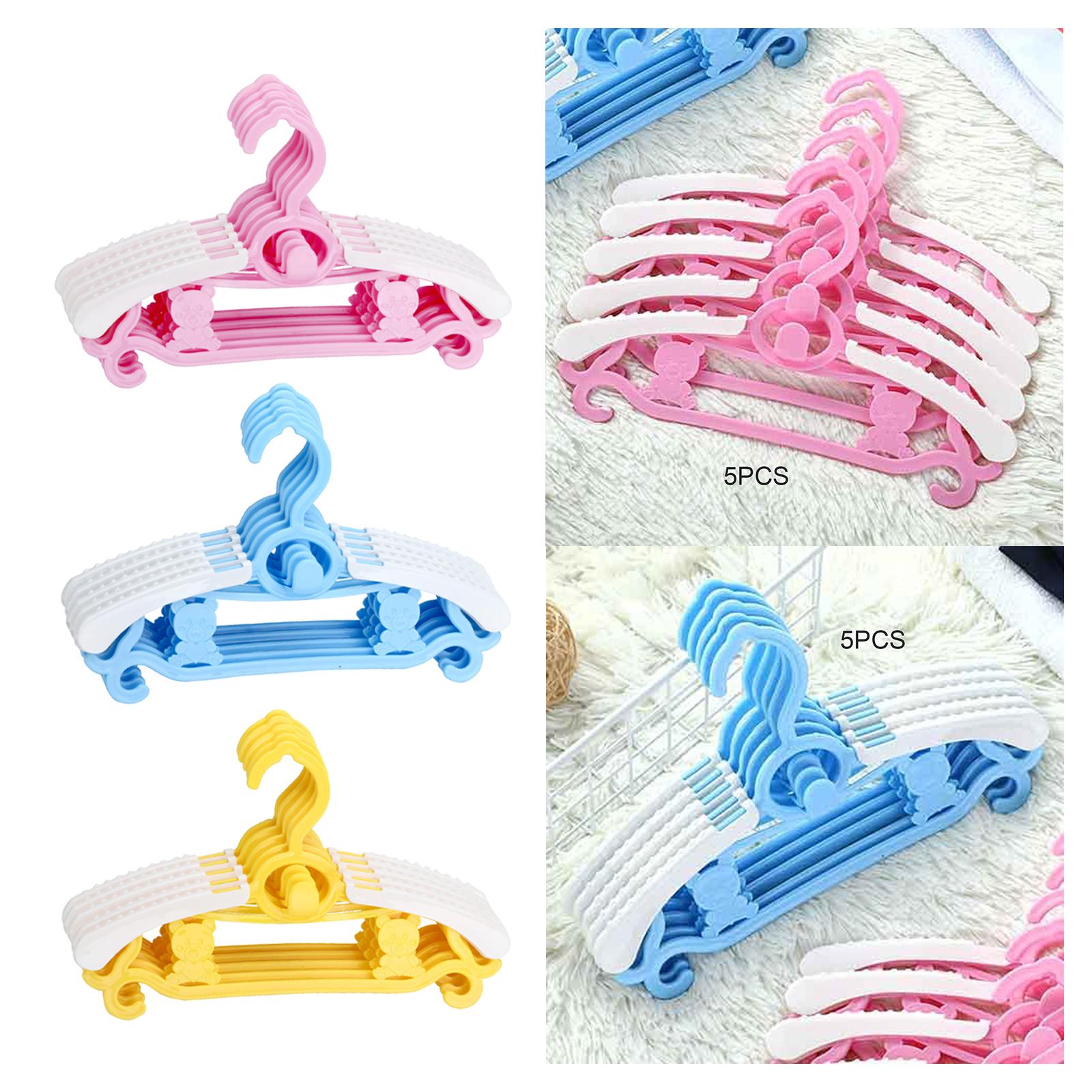 5x Children Clothes Hangers Wardrobe Hanging Storage Adjustable Baby Hangers Pink