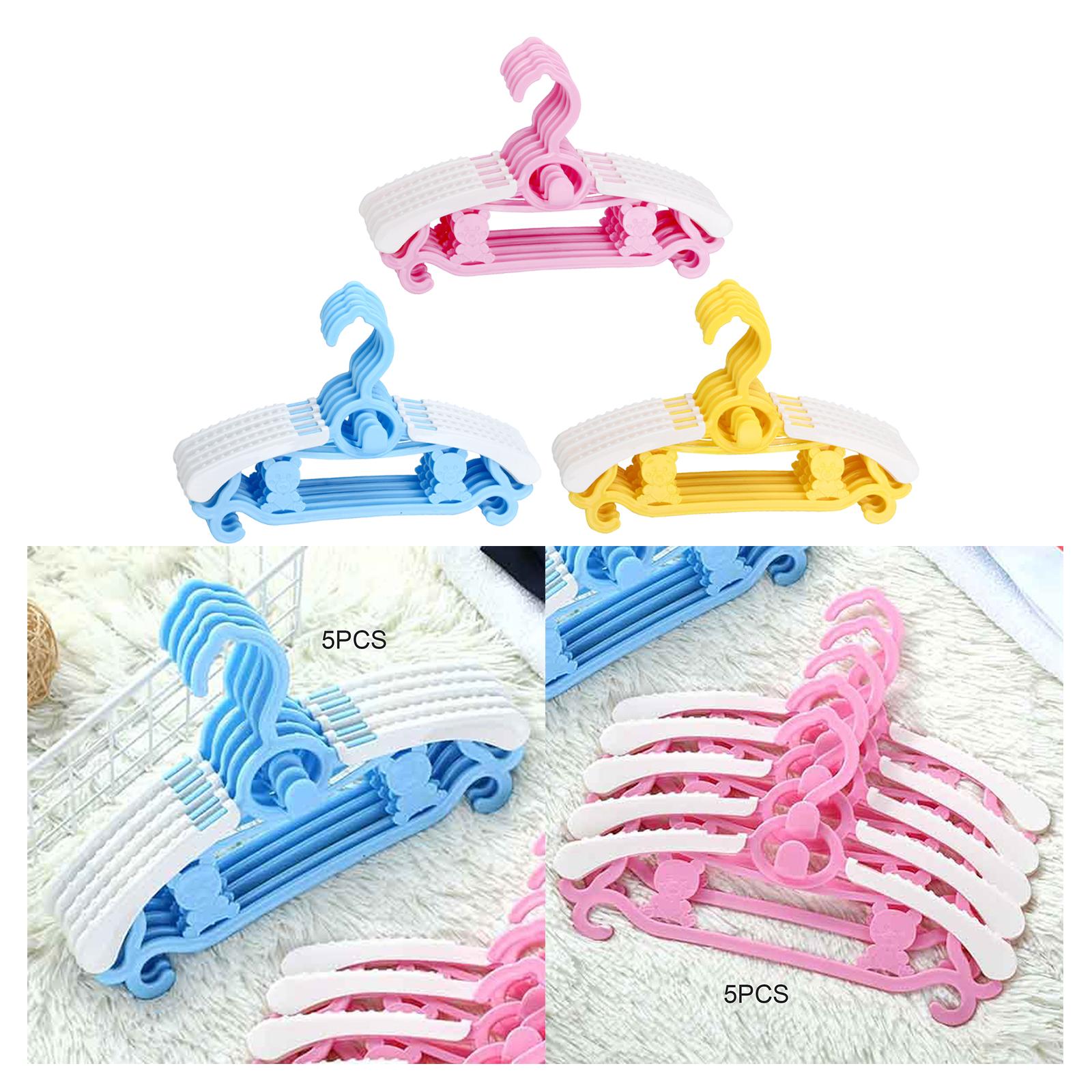 5x Children Clothes Hangers Wardrobe Hanging Storage Adjustable Baby Hangers Pink