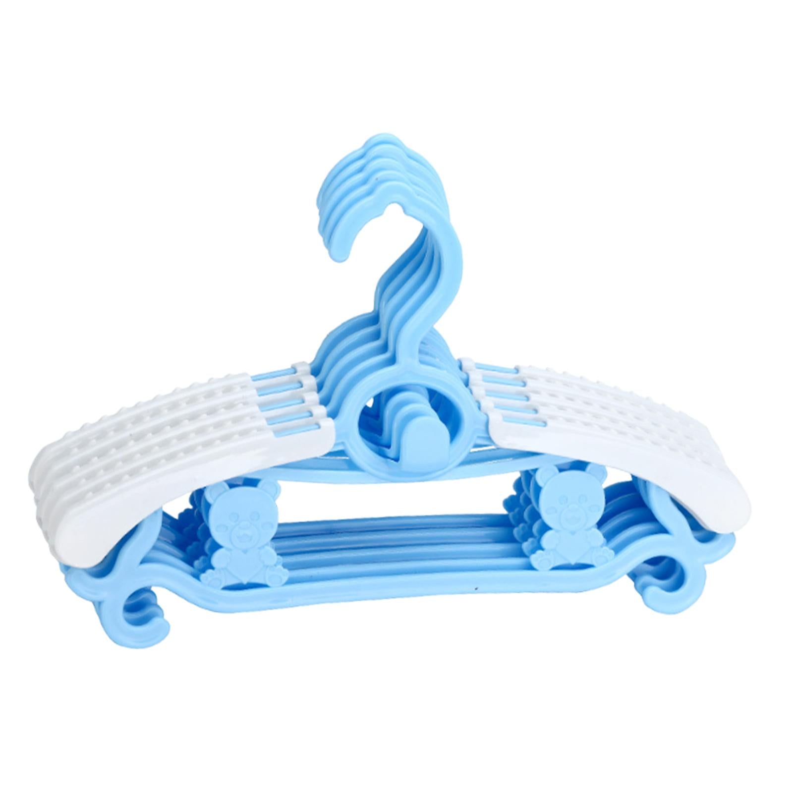5x Children Clothes Hangers Wardrobe Hanging Storage Adjustable Baby Hangers Blue
