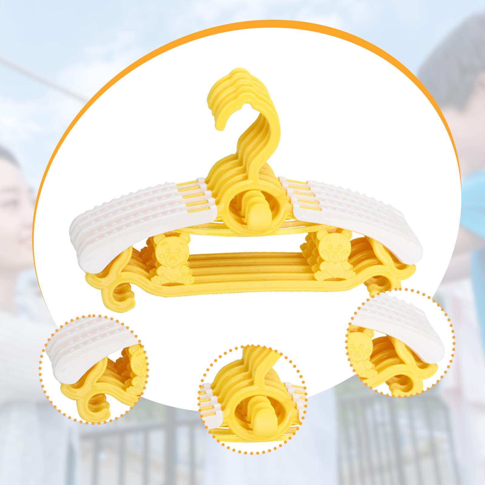 5x Children Clothes Hangers Wardrobe Hanging Storage Adjustable Baby Hangers Yellow