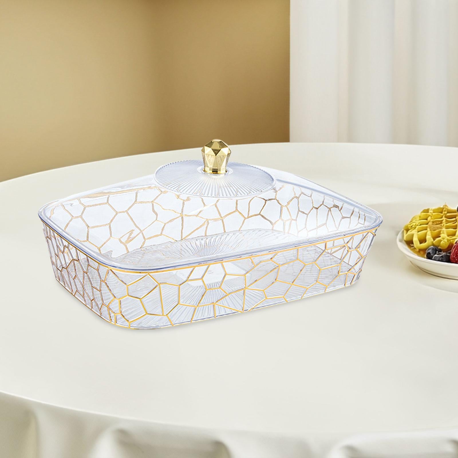 Dried Fruit Plate with Lid Candy Nuts Container for Kitchen Home Living Room 27.5x19x13.5 cm