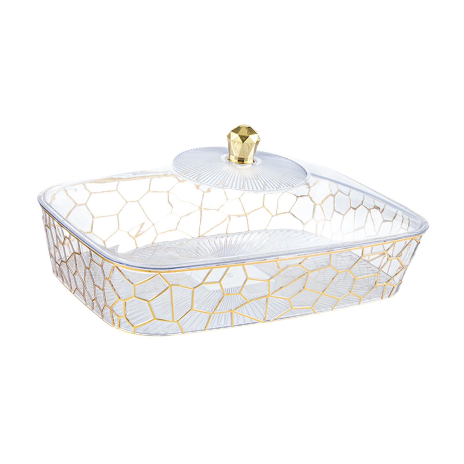 Dried Fruit Plate with Lid Candy Nuts Container for Kitchen Home Living Room 32x21.5x14.3 cm