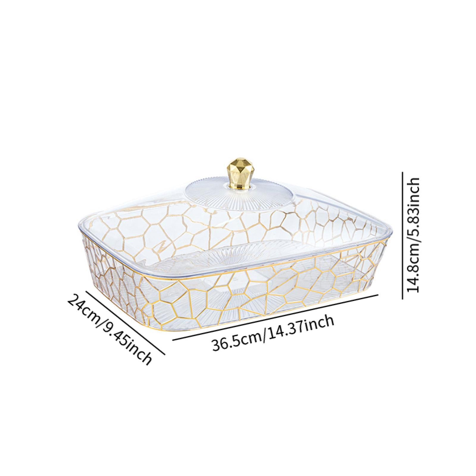 Dried Fruit Plate with Lid Candy Nuts Container for Kitchen Home Living Room 36.5x24x4.8 cm
