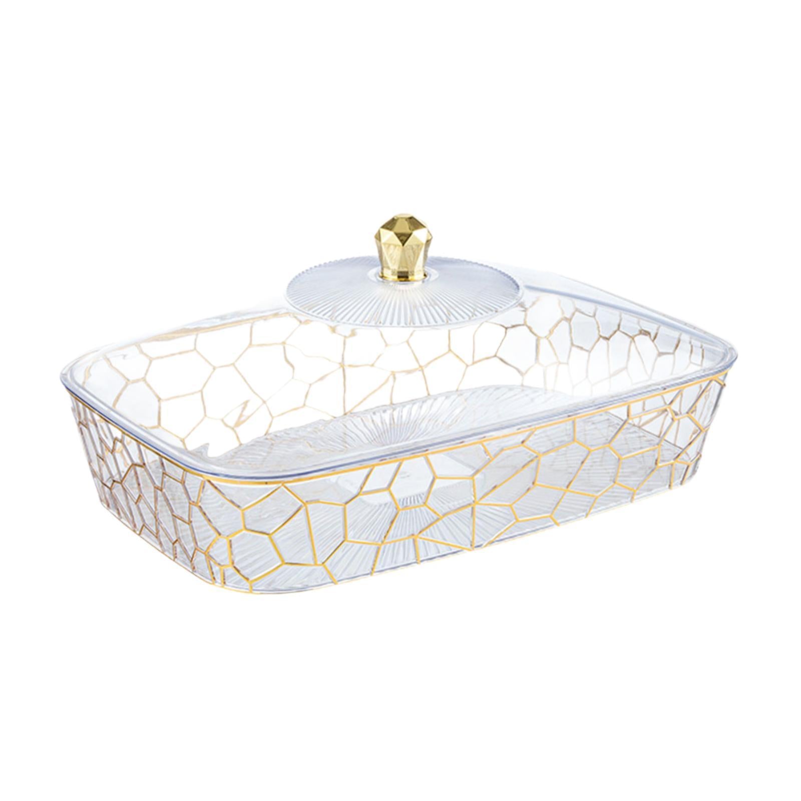 Dried Fruit Plate with Lid Candy Nuts Container for Kitchen Home Living Room 36.5x24x4.8 cm