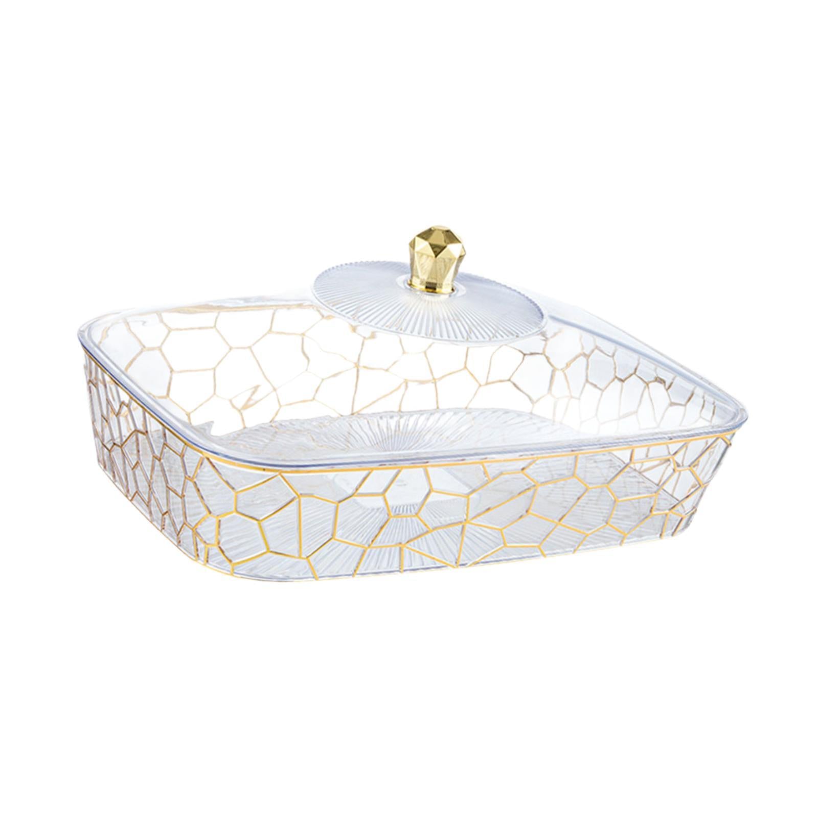 Dried Fruit Plate with Lid Candy Nuts Container for Kitchen Home Living Room 36.5x24x4.8 cm