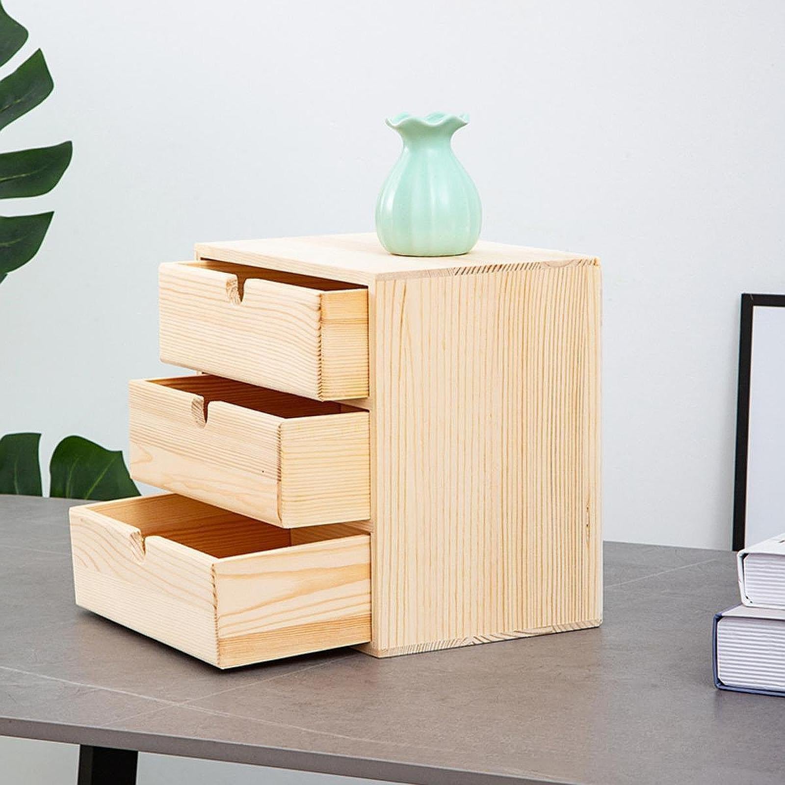 Wooden Jewelry Box for Women Rustic Storage Organizer for Home Vanity Office