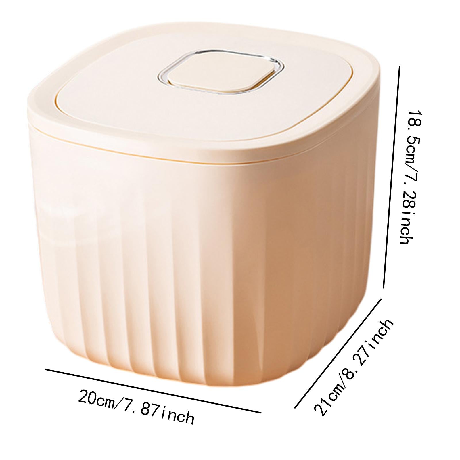 Rice Container Can Canister Jar 11 lbs Sealed Bin for Pantry Household Grain Beige
