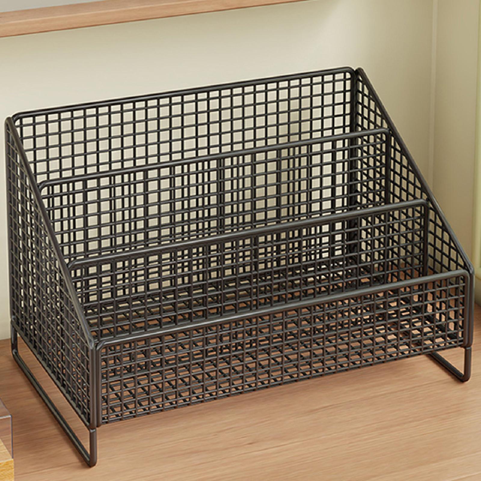 Records Display Stand Office Metal Display Holder for Album Books Collections 26cmx22cmx24cm Black
