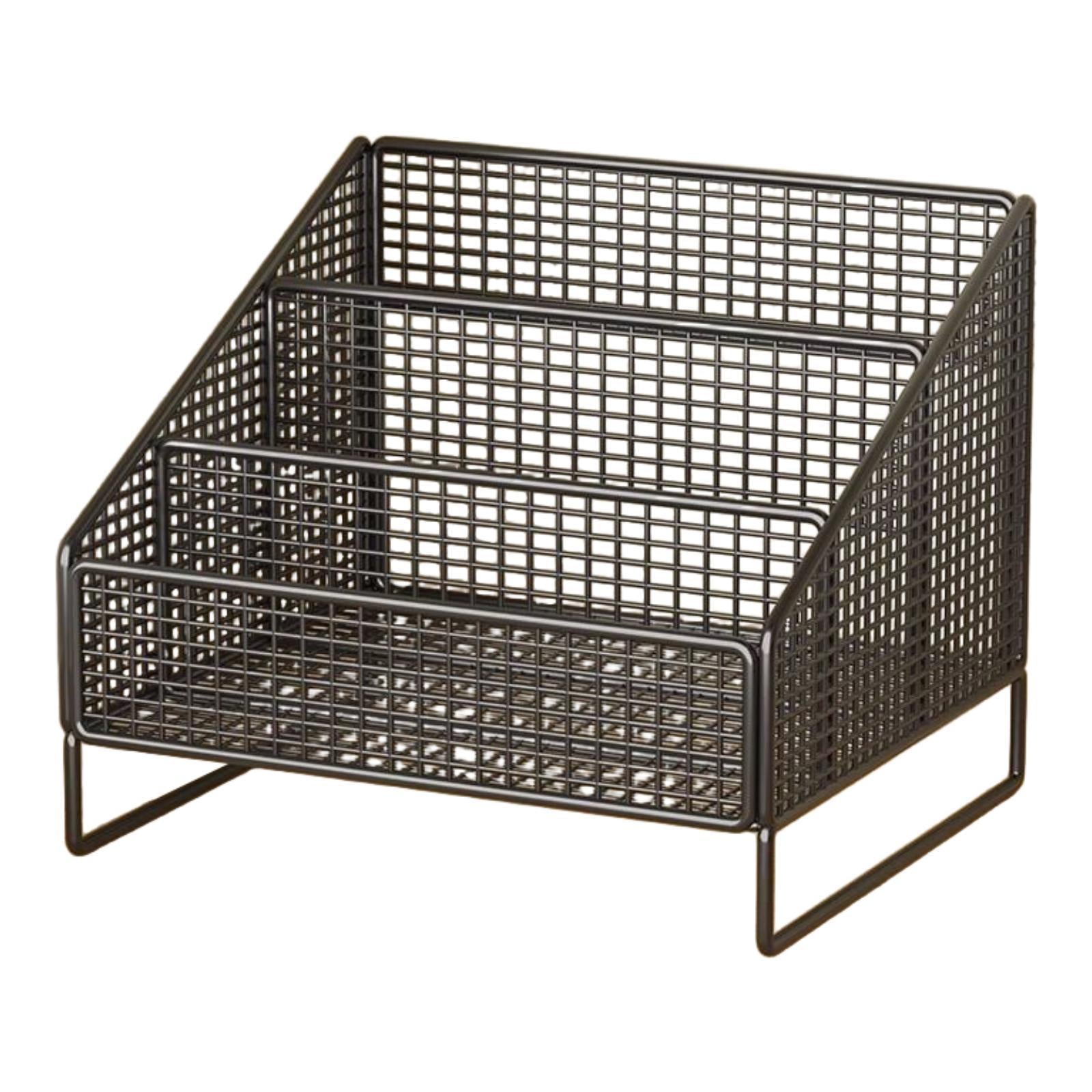 Records Display Stand Office Metal Display Holder for Album Books Collections 26cmx22cmx24cm Black