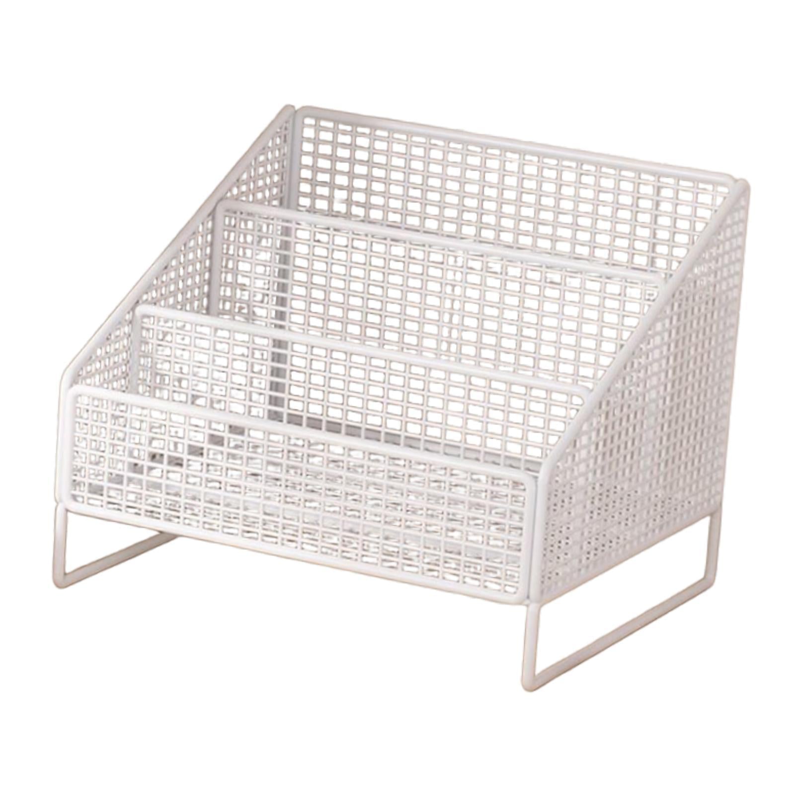 Records Display Stand Office Metal Display Holder for Album Books Collections 26cmx22cmx24cm White