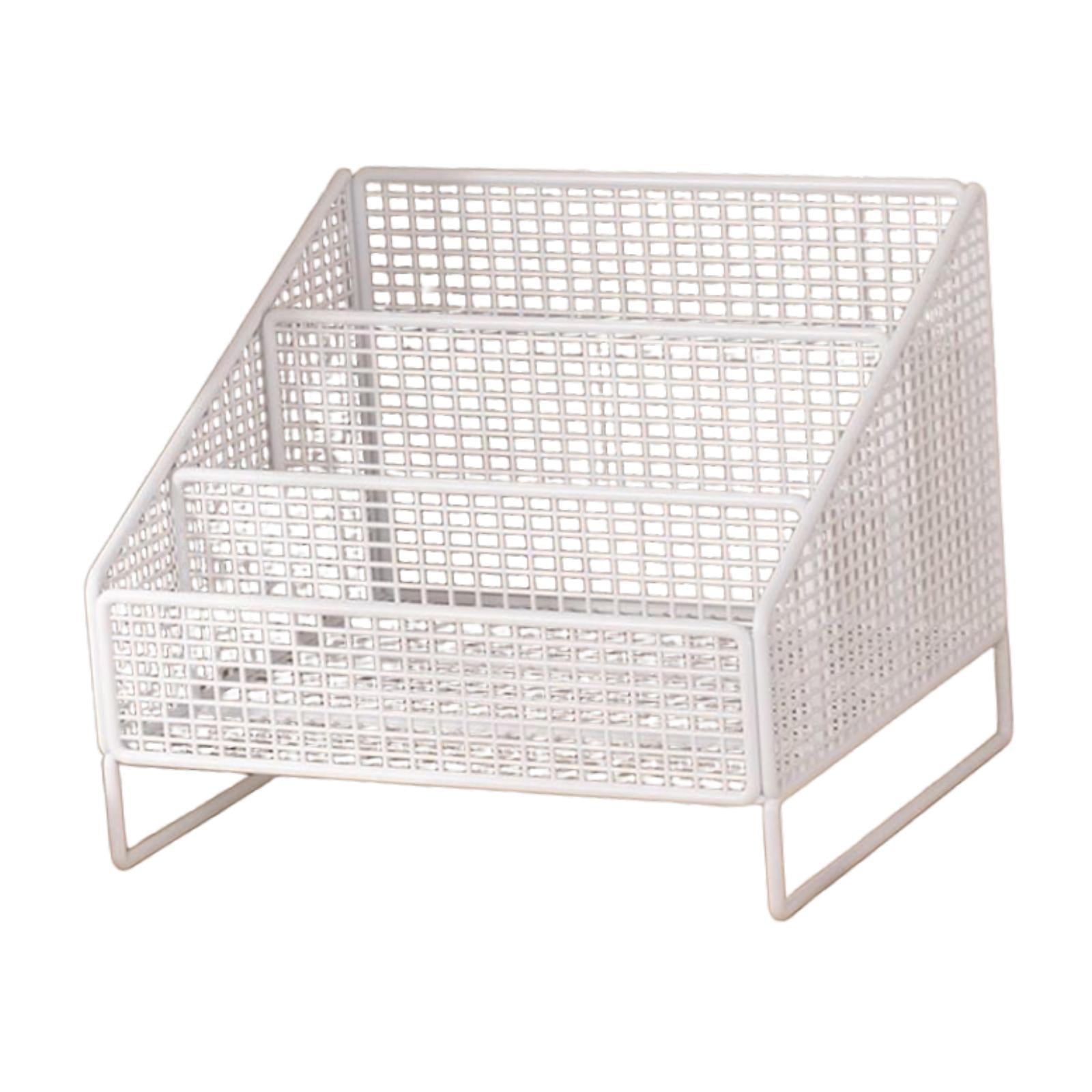 Records Display Stand Office Metal Display Holder for Album Books Collections 26cmx22cmx24cm White
