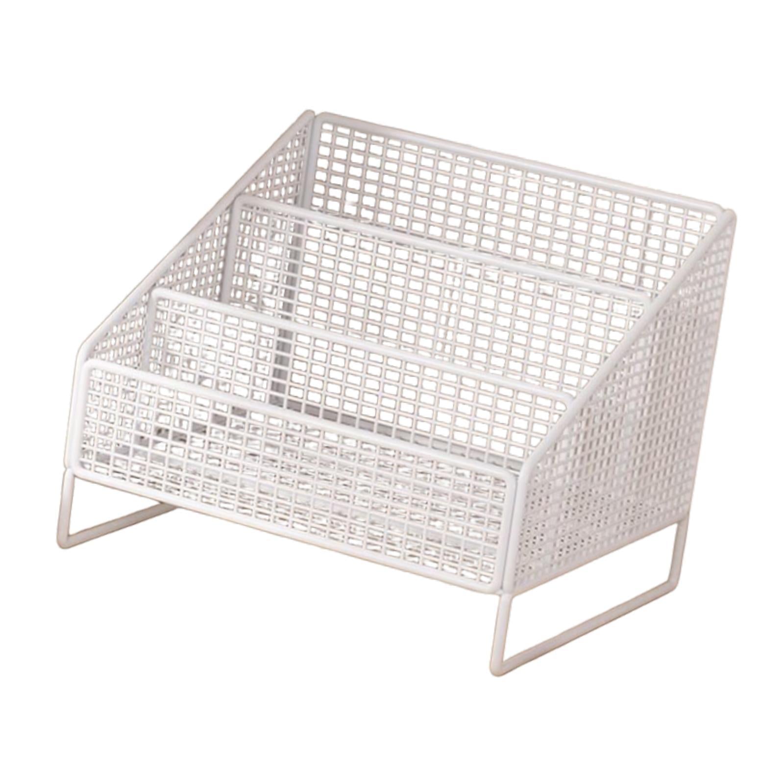 Records Display Stand Office Metal Display Holder for Album Books Collections 26cmx22cmx24cm White