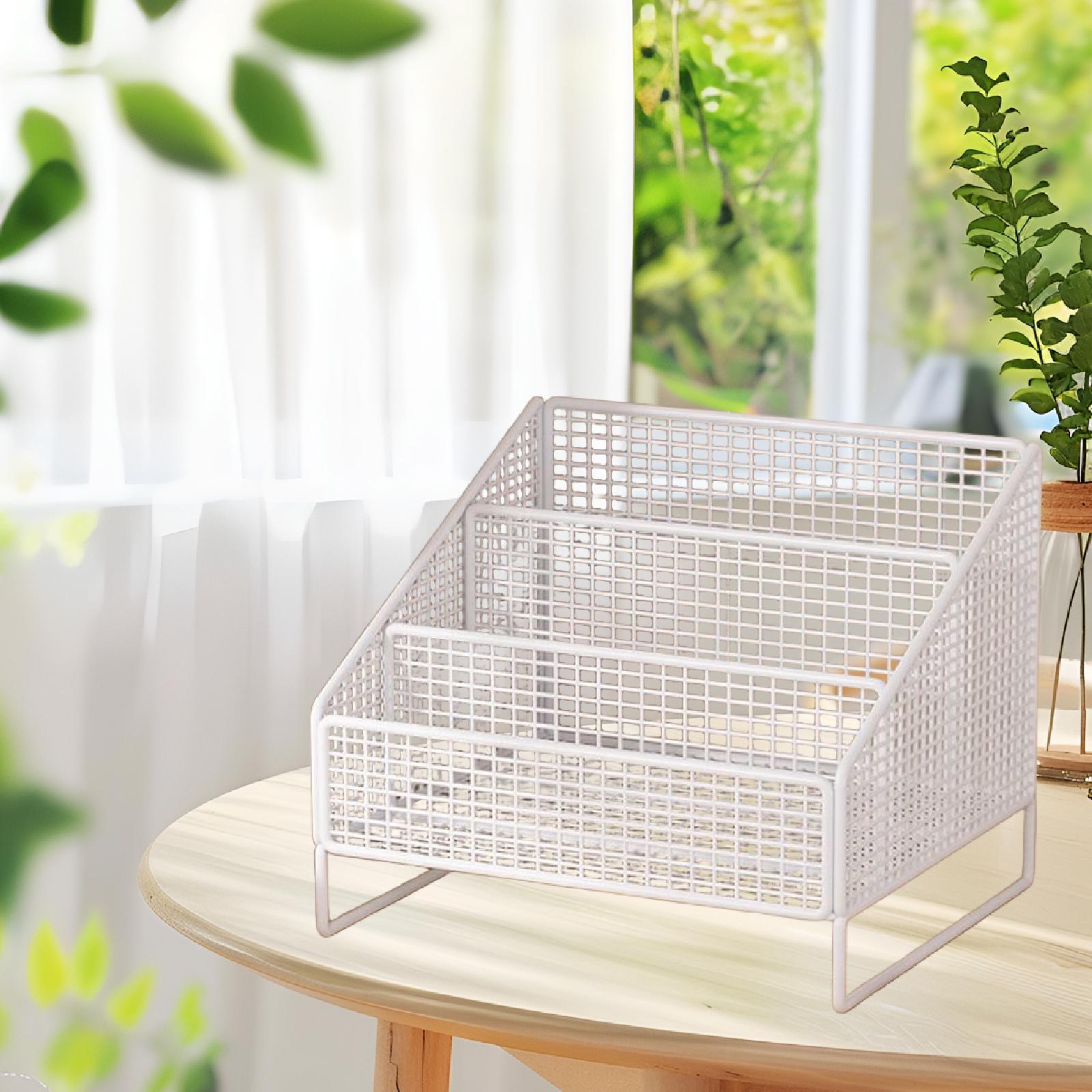 Records Display Stand Office Metal Display Holder for Album Books Collections 26cmx22cmx24cm White