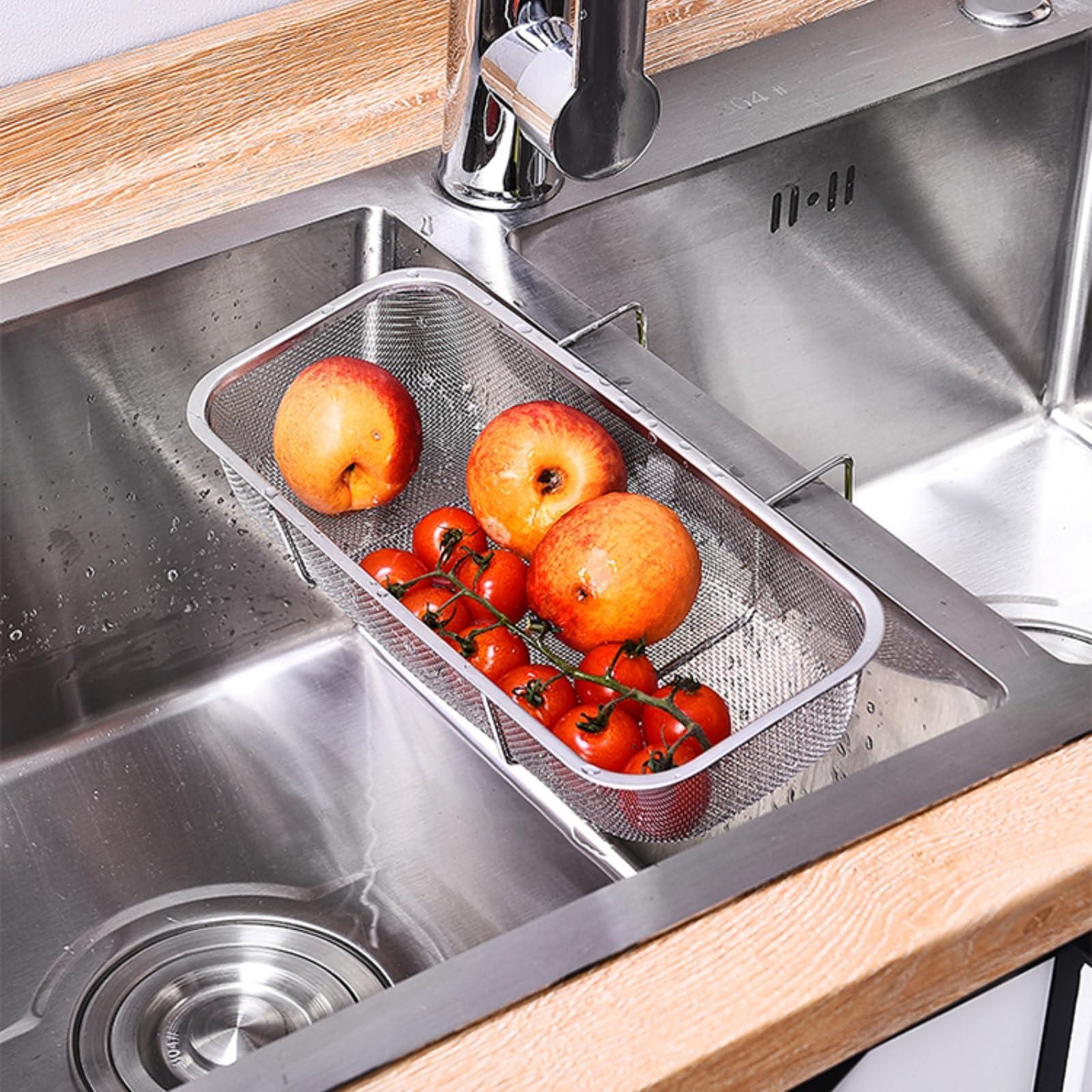 over The Sink Colander Strainer Basket Rectangle Colander Home Use Fine Mesh