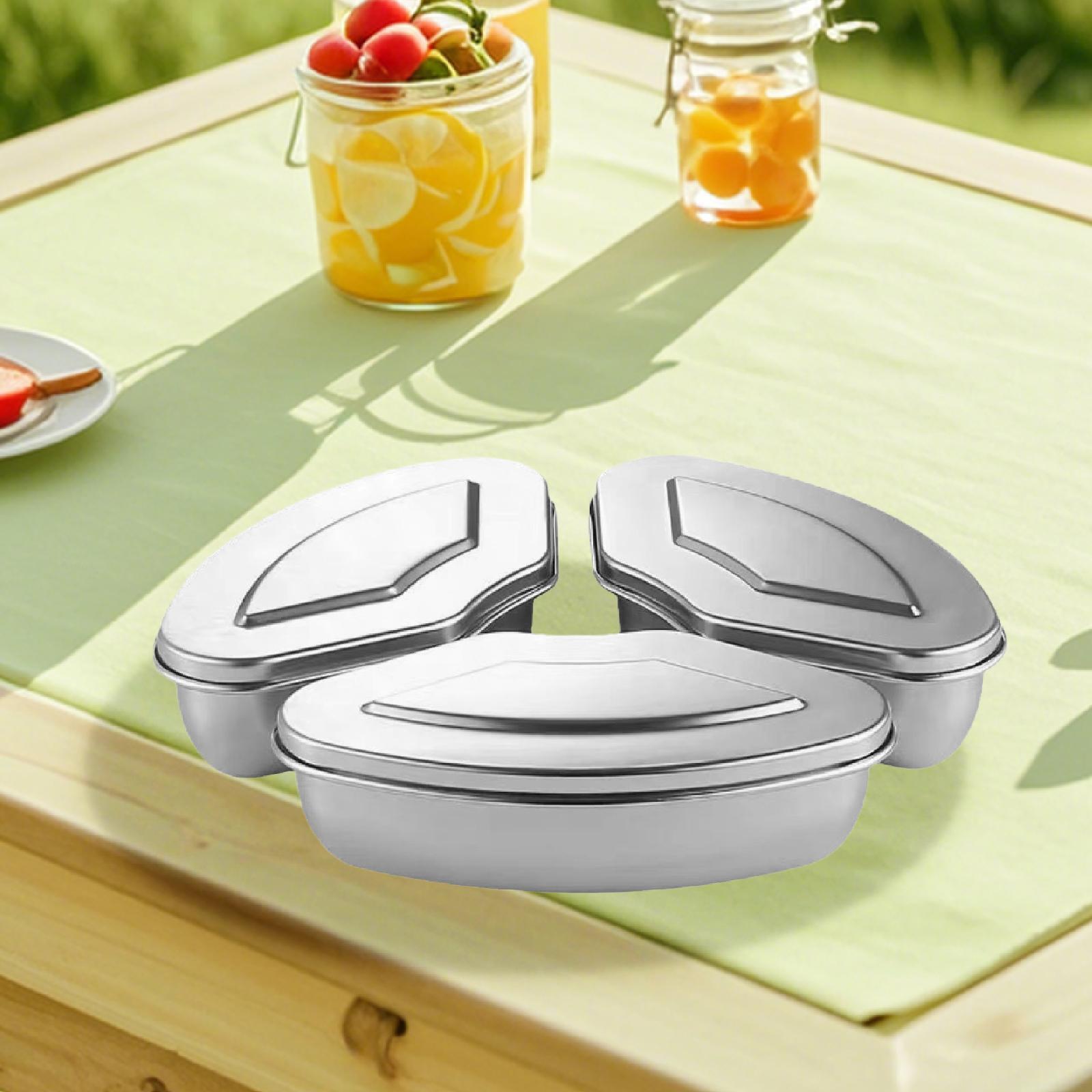 3 Pieces Food Steamer Boxes with Lids Multiuse Reusable Stainless Steel Bowl