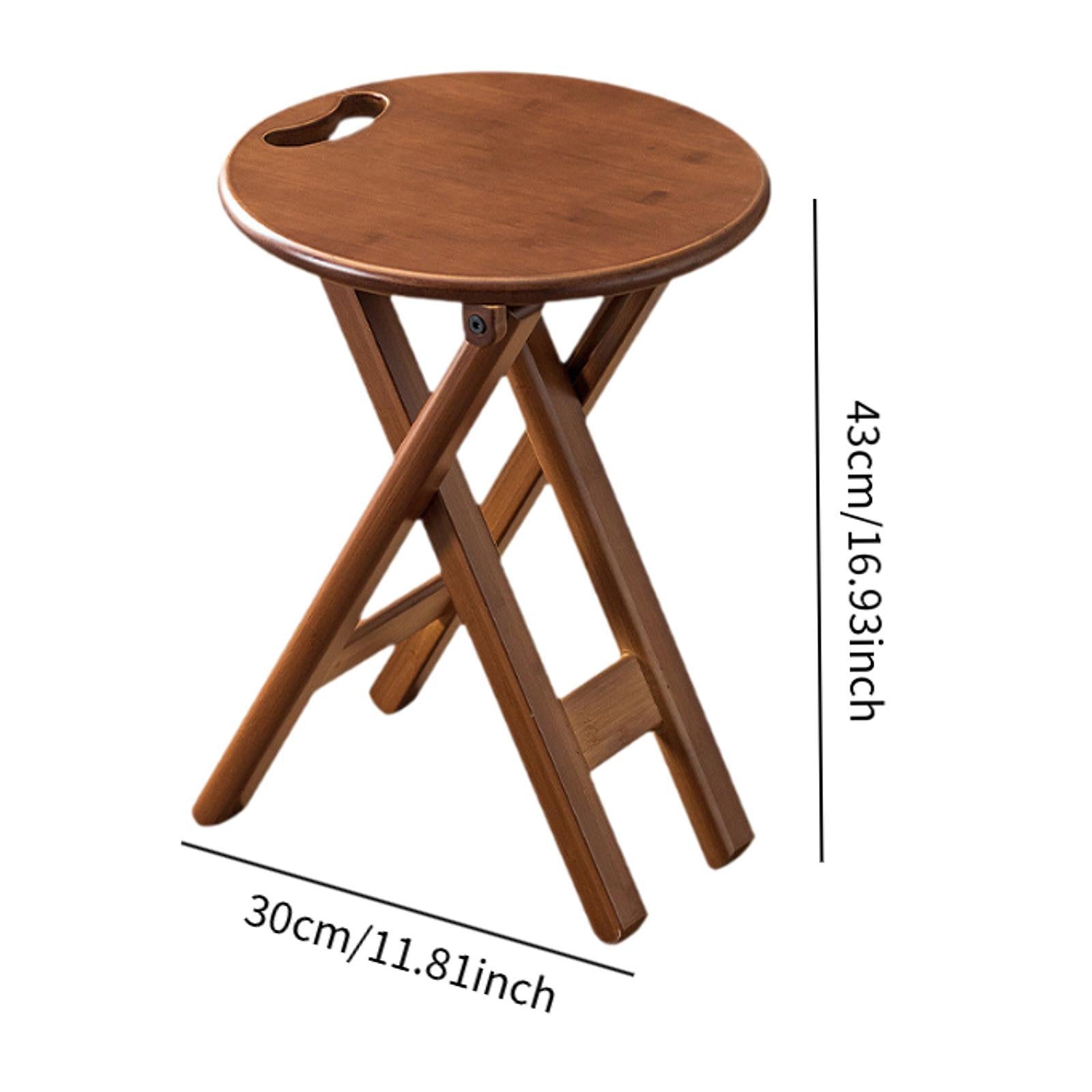 Bamboo Folding Stool Round with Handle Kitchen Chair for Indoor Home Kitchen
