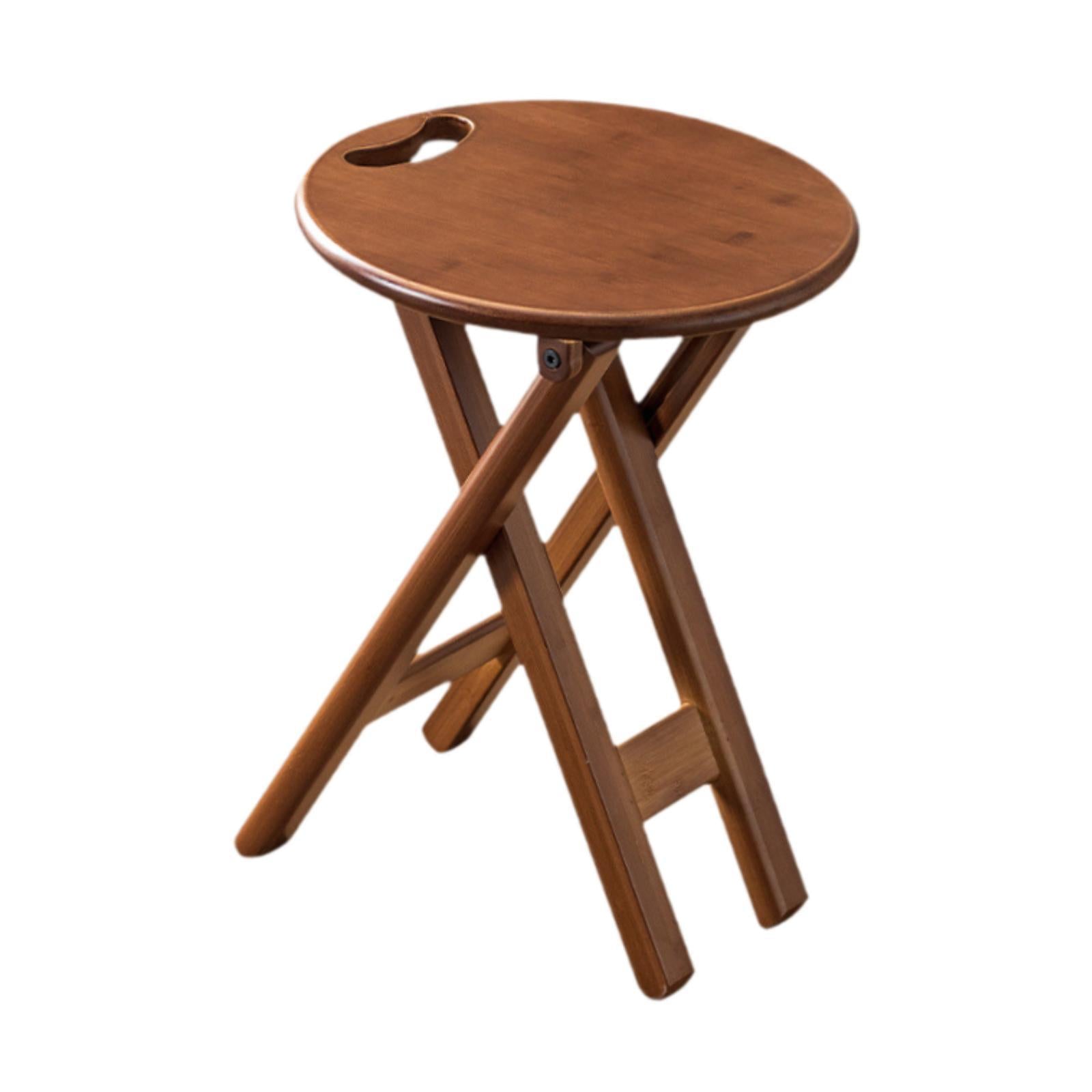 Bamboo Folding Stool Round with Handle Kitchen Chair for Indoor Home Kitchen