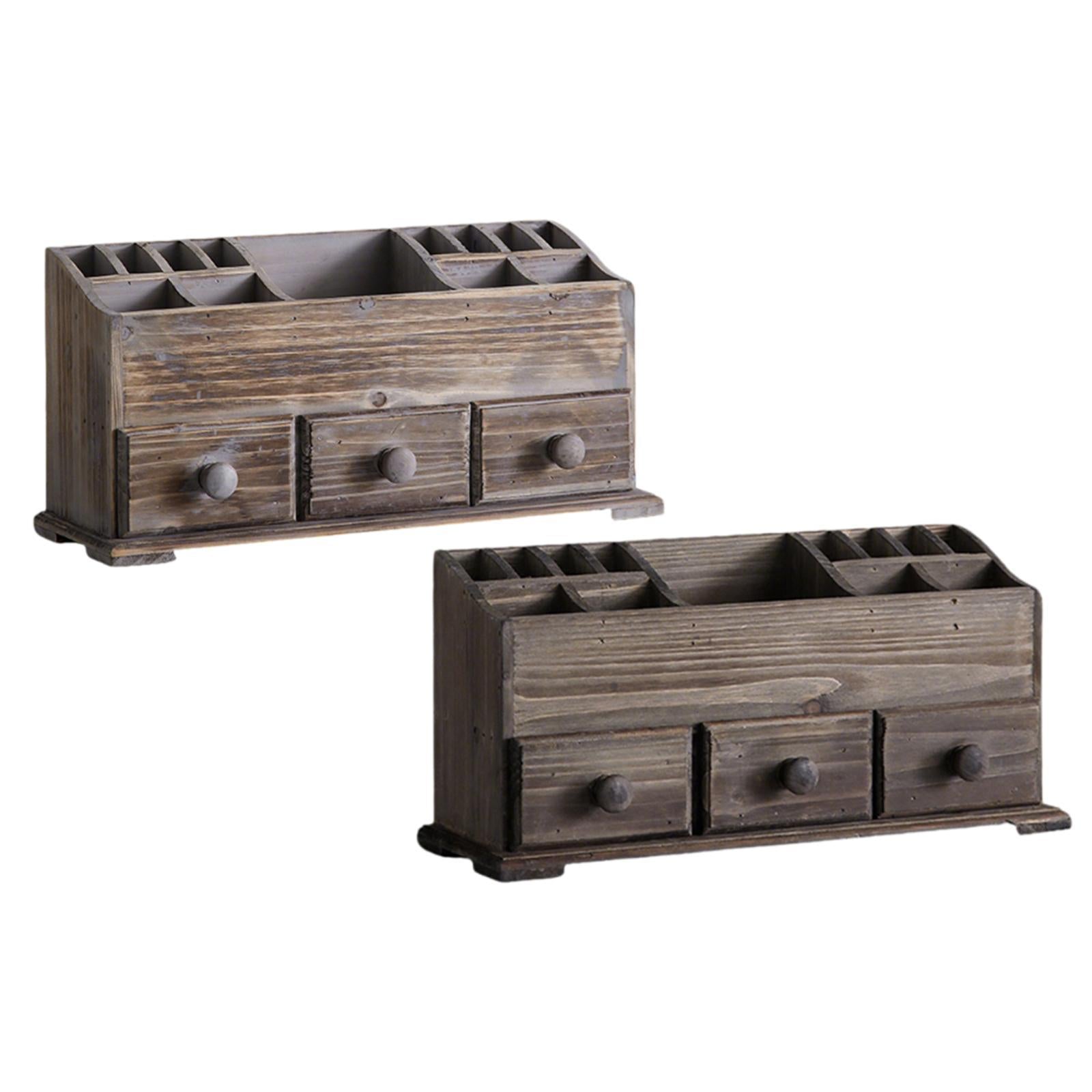 Rustic Vanity Organizer Desktop Makeup Organizer for Office Bathroom Bedroom gray