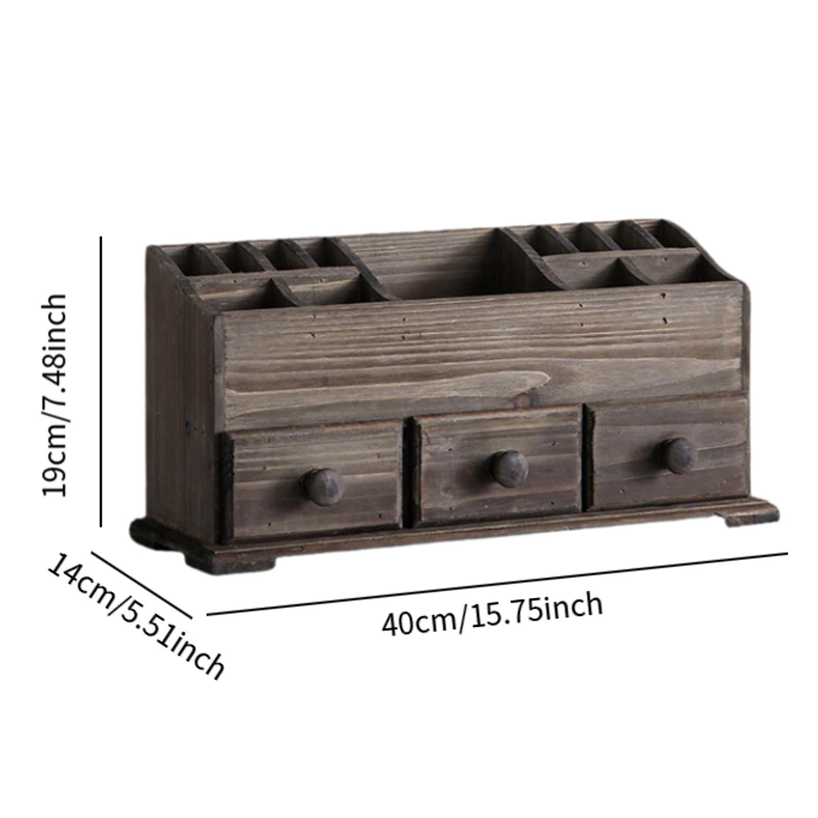 Rustic Vanity Organizer Desktop Makeup Organizer for Office Bathroom Bedroom brown