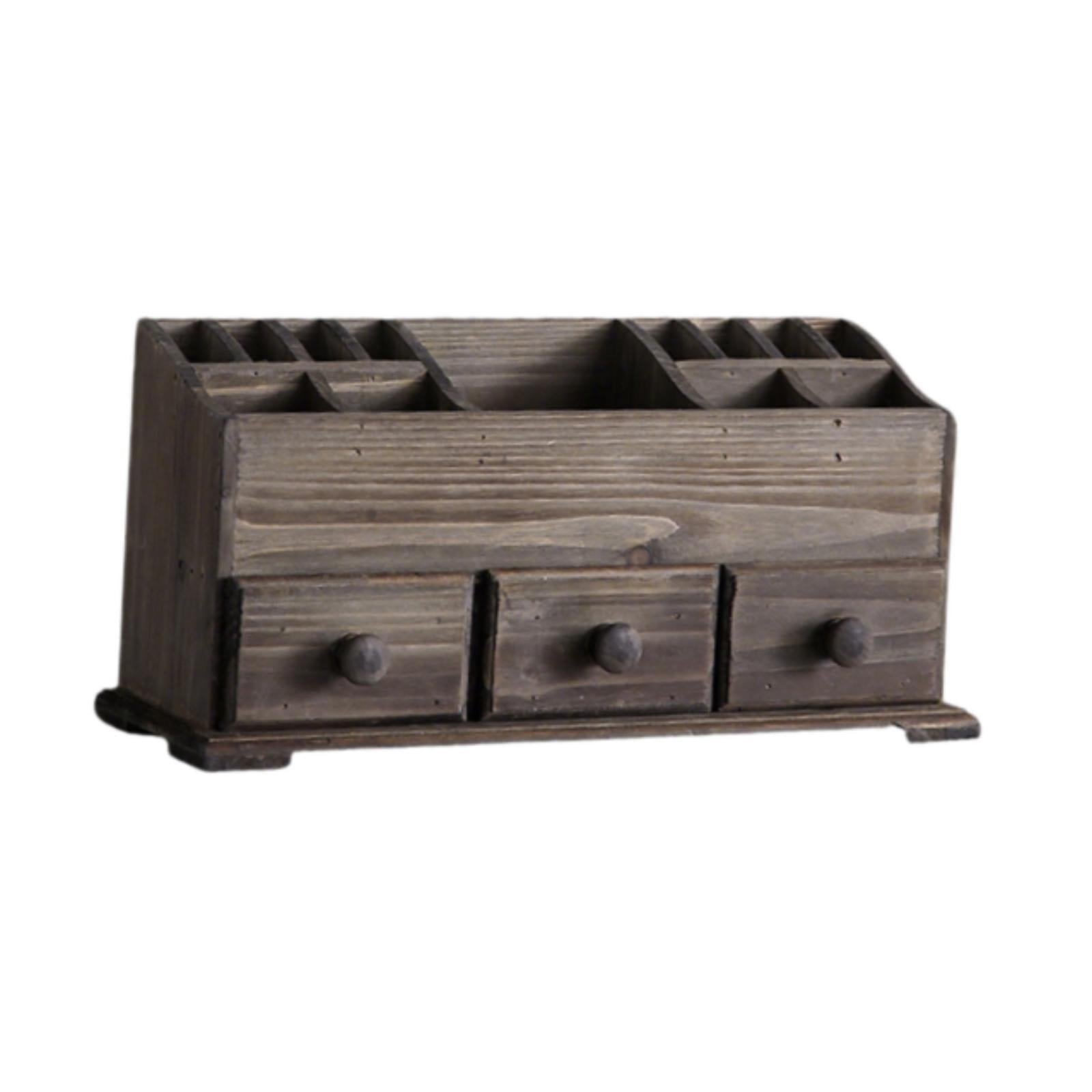 Rustic Vanity Organizer Desktop Makeup Organizer for Office Bathroom Bedroom brown