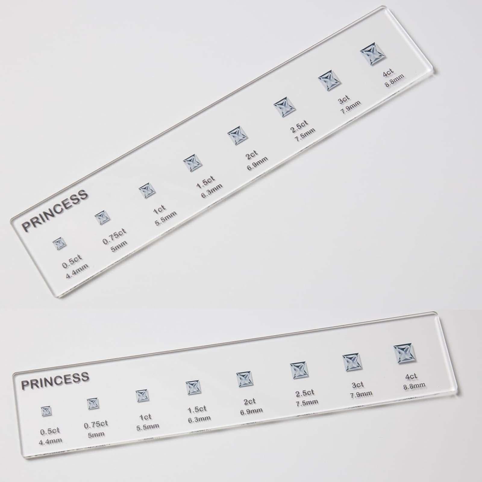 Diamond Sizes Shape Compare Tool Portable Size Reference Transparent Utility Square