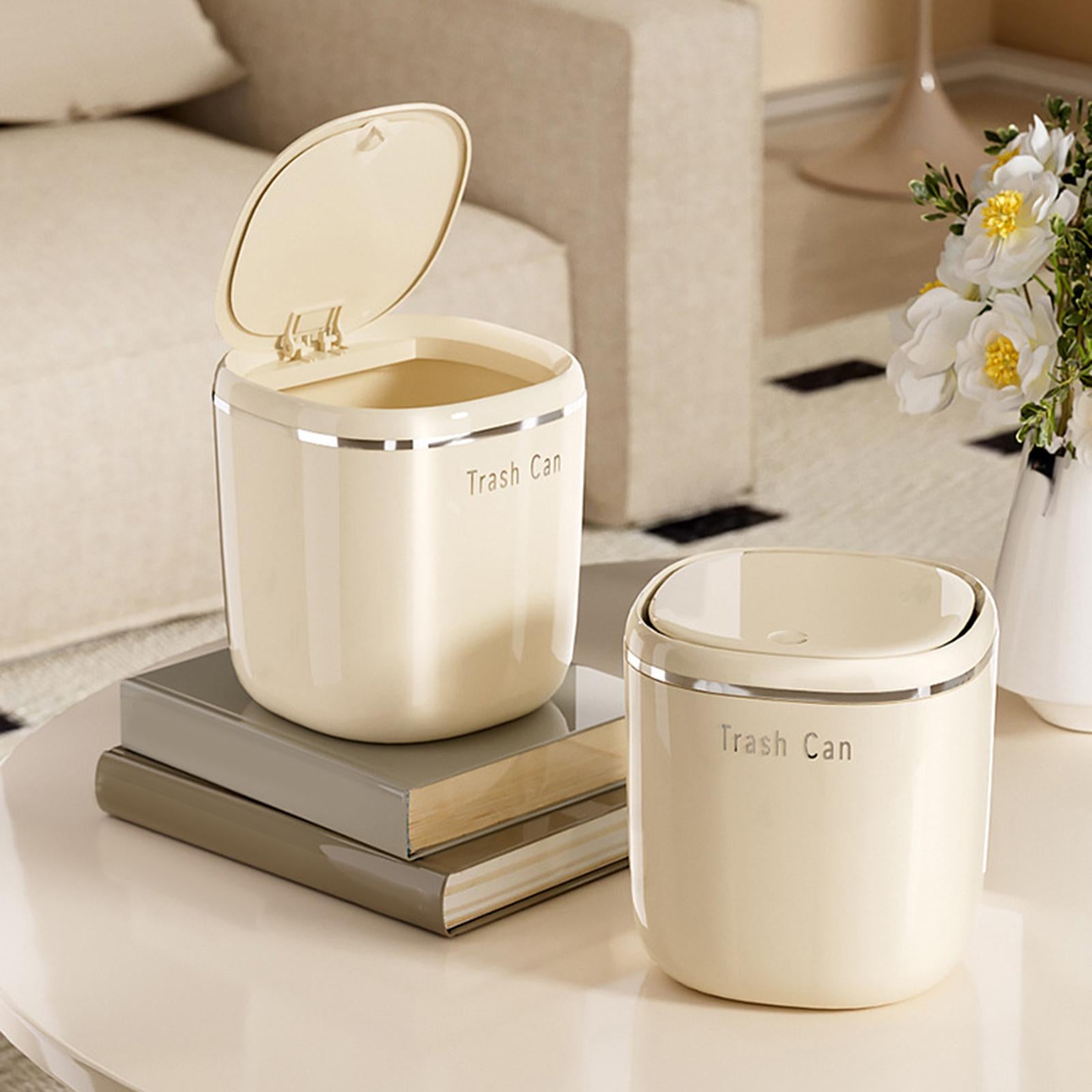 Small Trash Can Stylish Convenient Counter Waste Basket for Home Car Kitchen White