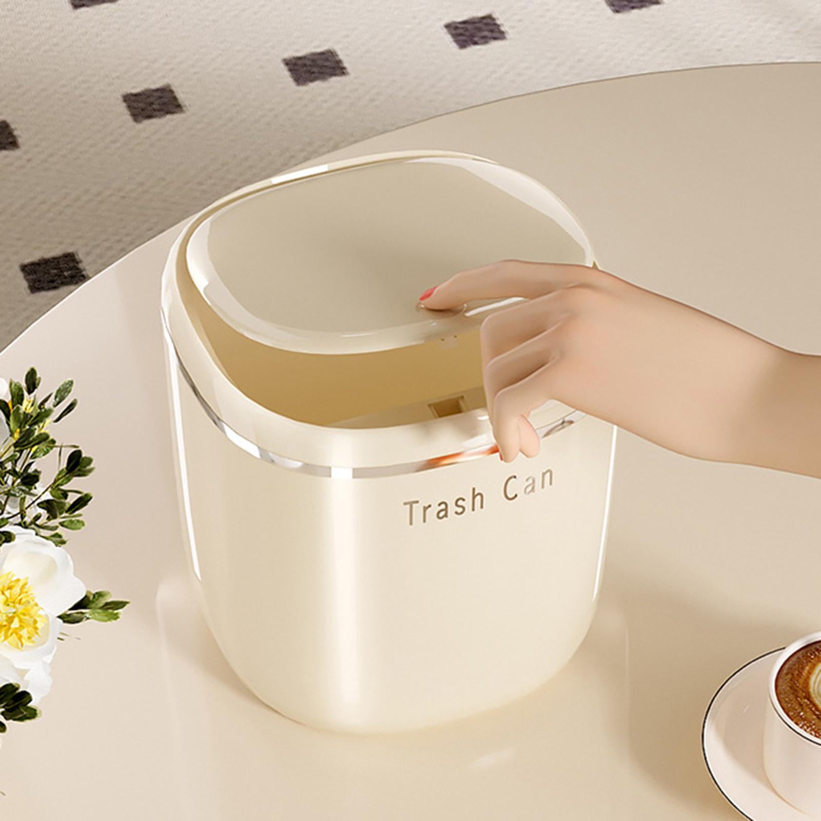 Small Trash Can Stylish Convenient Counter Waste Basket for Home Car Kitchen White