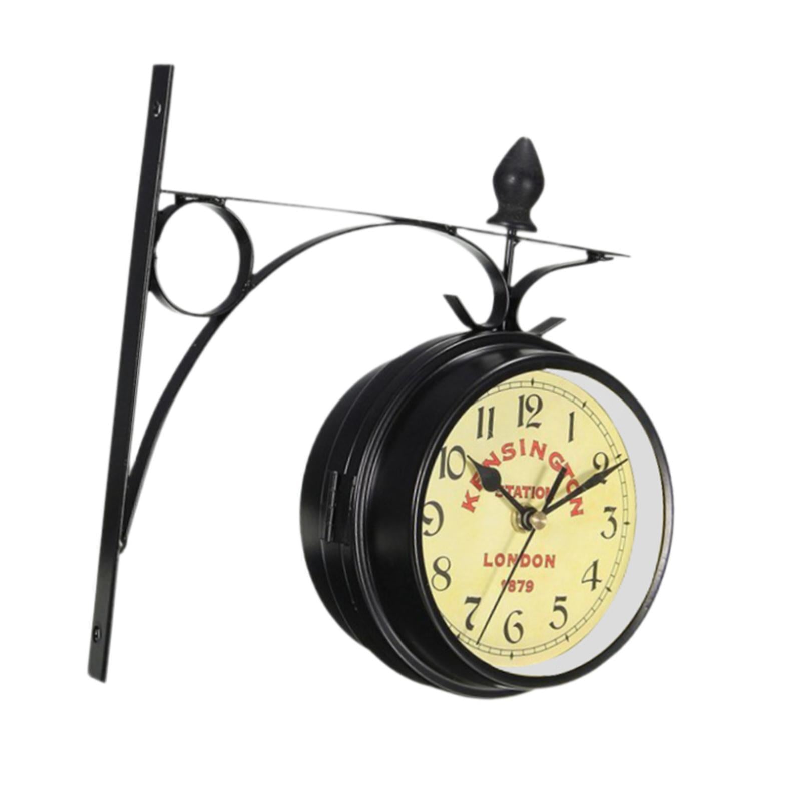Double Faced Station Clock European Wall Clock for Patio Outdoor Garden