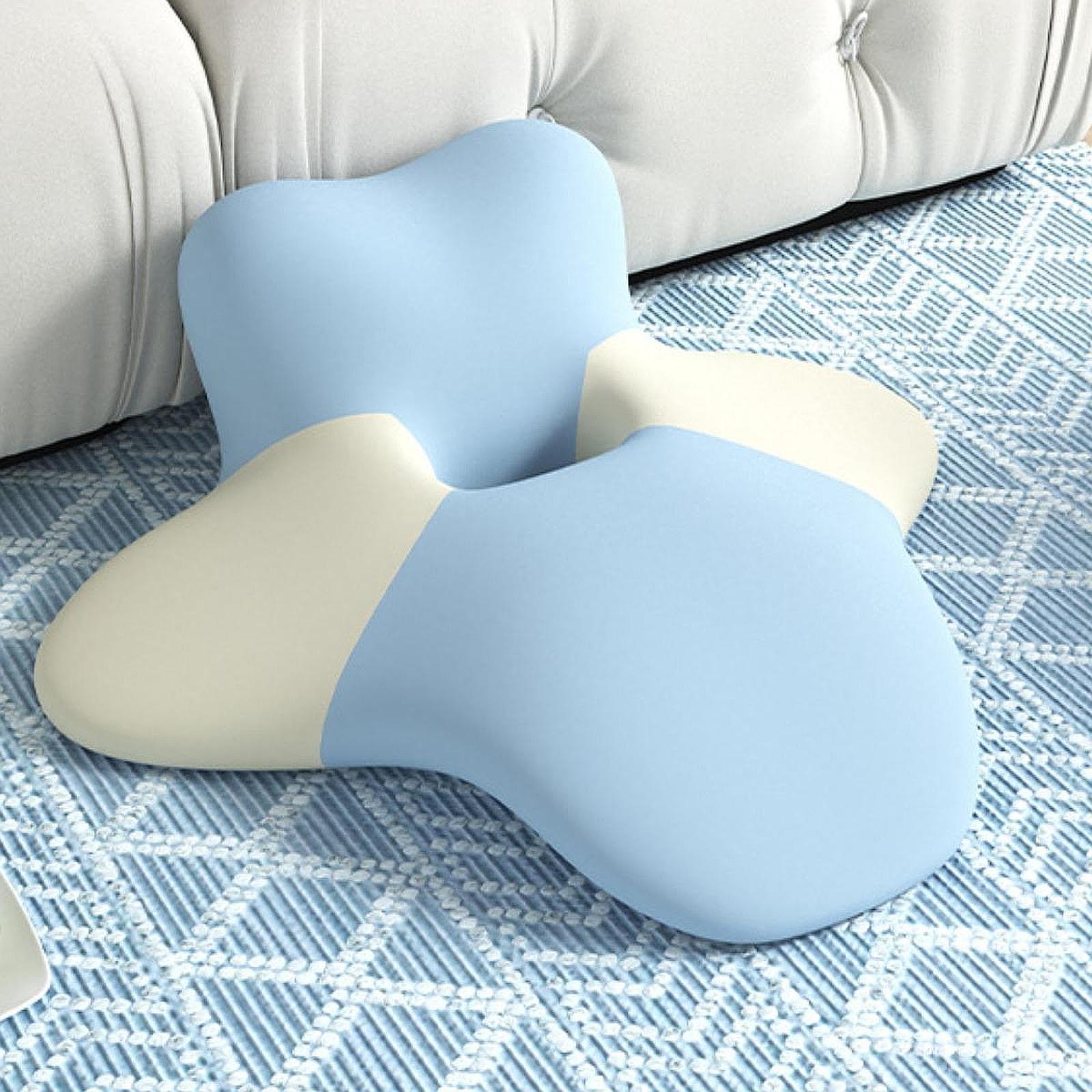 Neck Pillow Removable Pillowcase Hollow Travel Shoulder Support for Sleeping blue