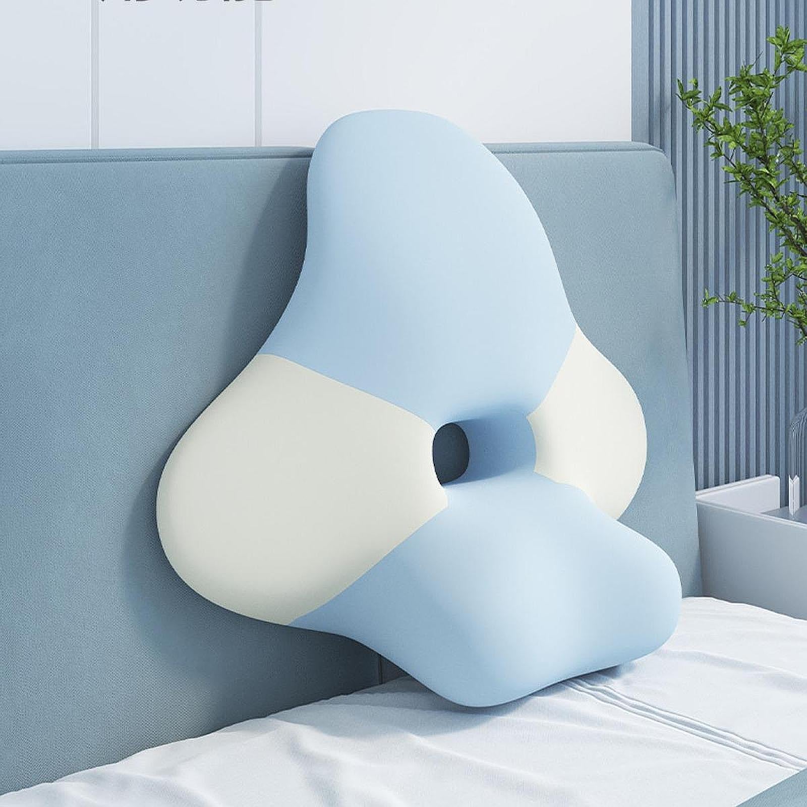 Neck Pillow Removable Pillowcase Hollow Travel Shoulder Support for Sleeping blue