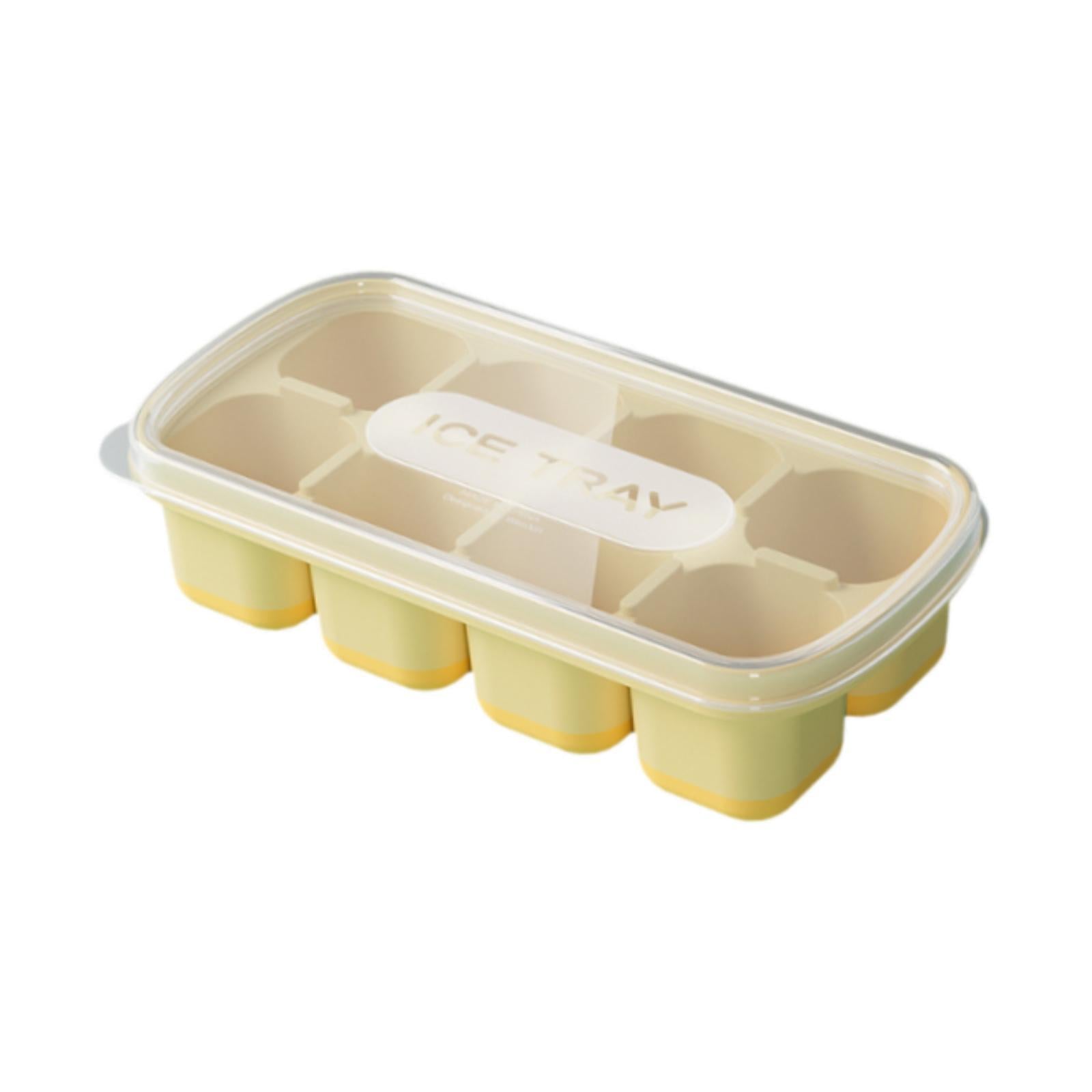 Ice Cube Tray Freezer Ice Cubes Compartment for Juice Summer Beverage Coffee Yellow