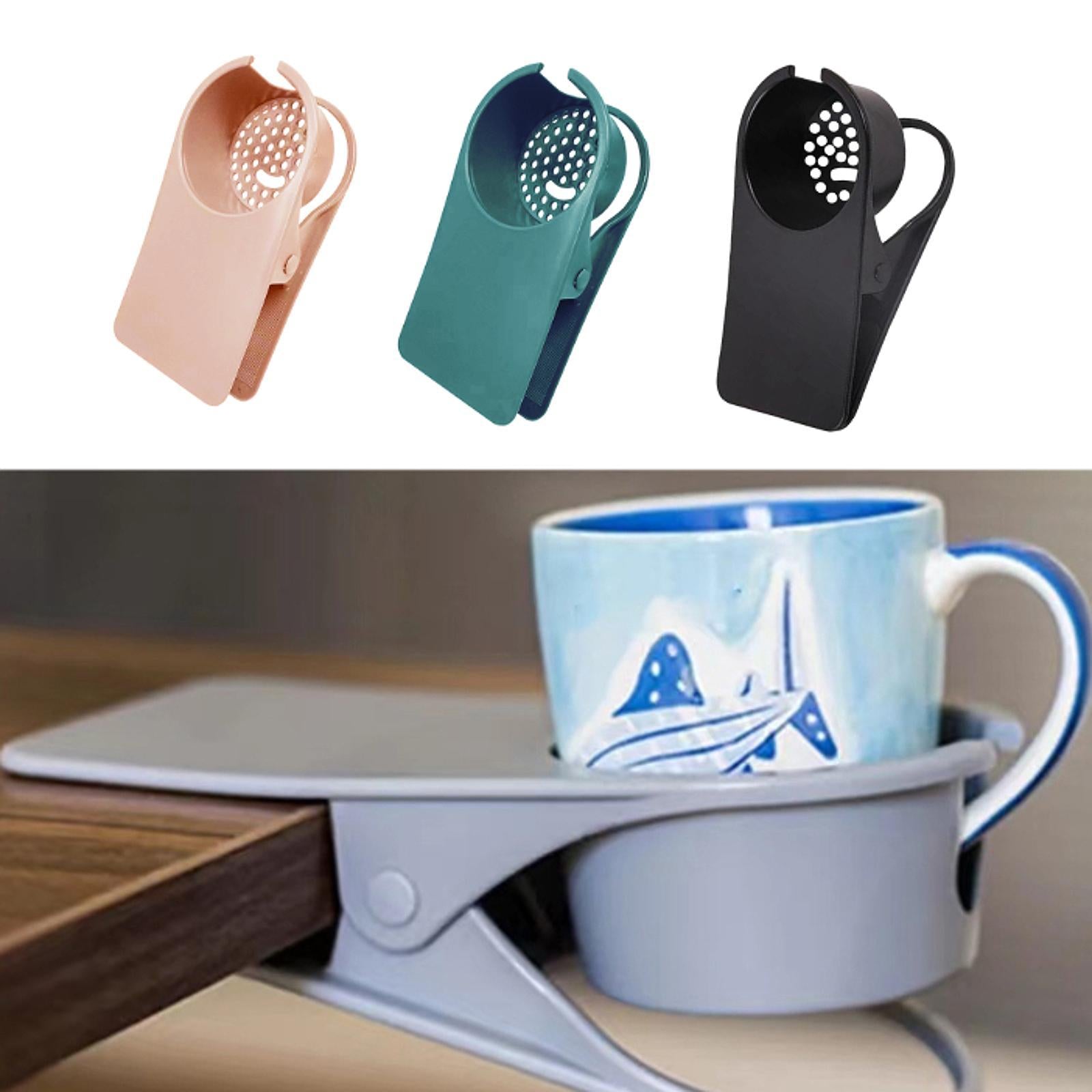 Desk Cup Holder Clip Convenient Table Cup Holder for Gaming Desk Home Office Pink