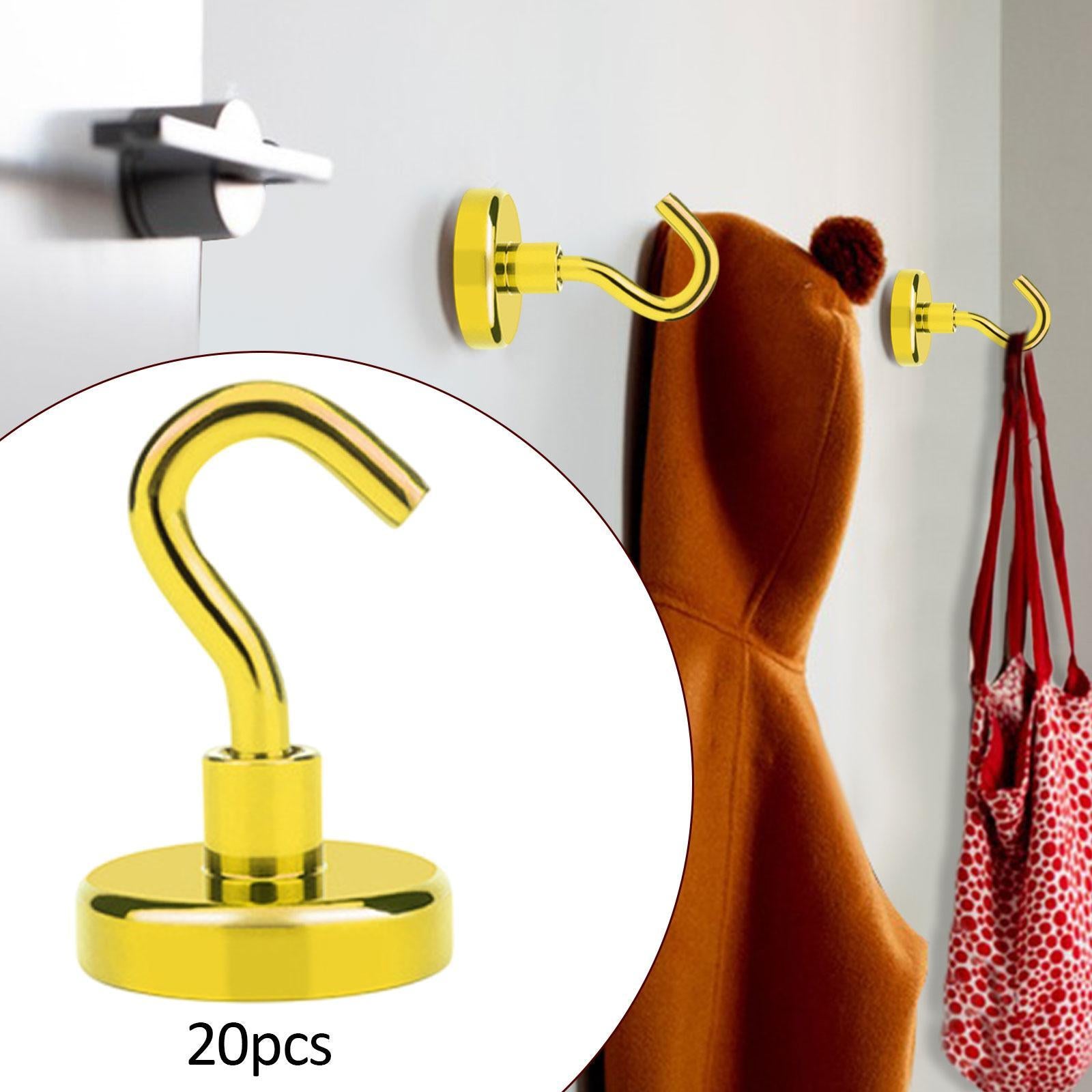 20 Pieces Magnetic Hooks Strong Hooks for Cabin Walls Beach Classroom Gold