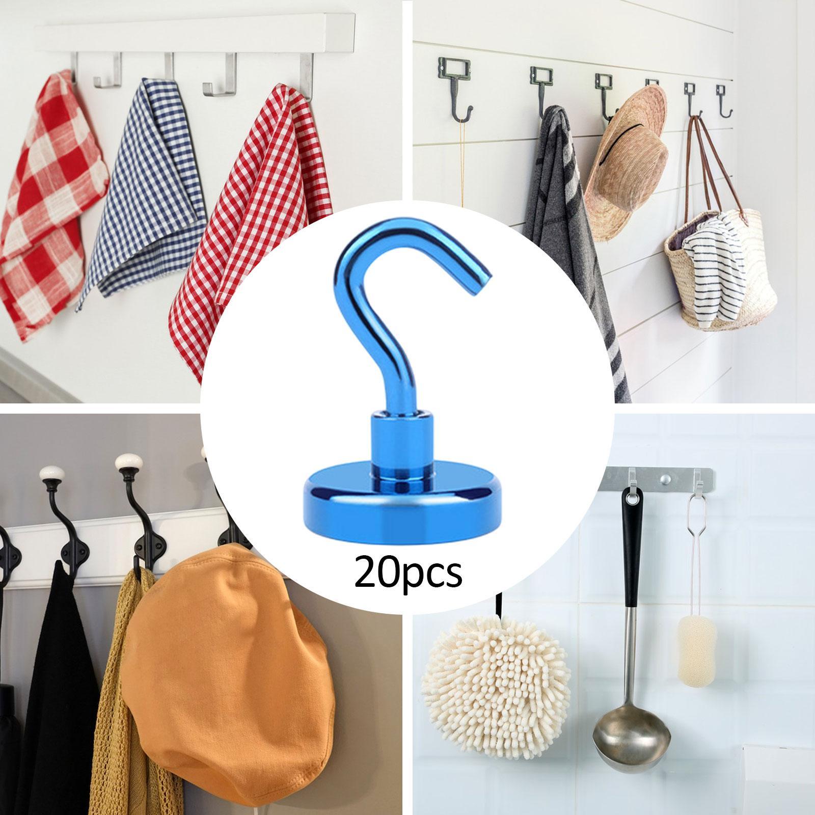 20 Pieces Magnetic Hooks Strong Hooks for Cabin Walls Beach Classroom Blue